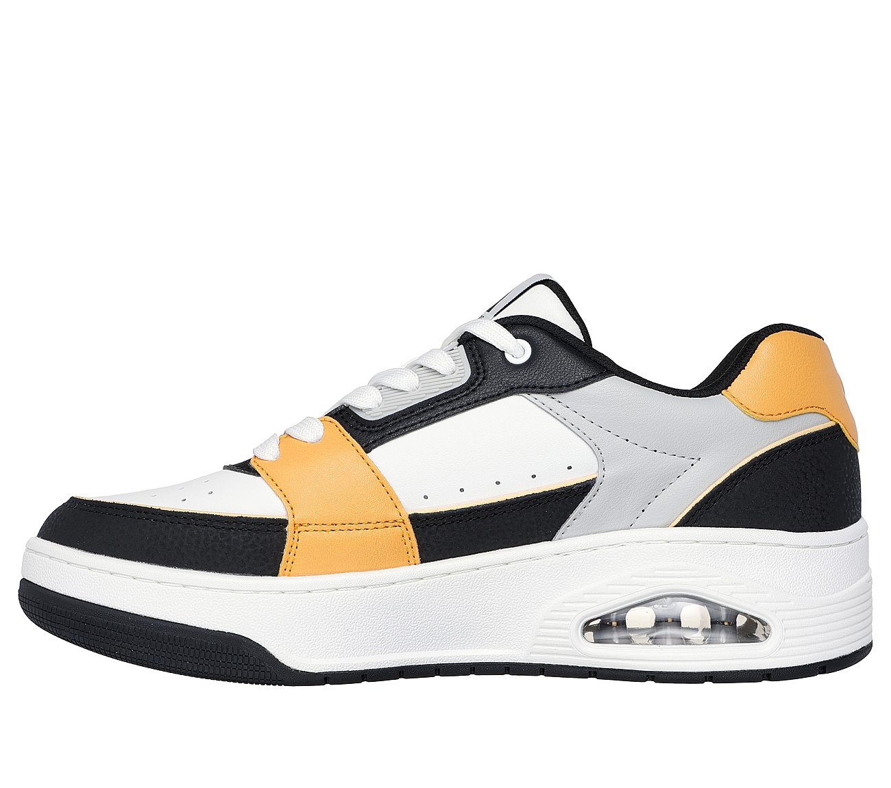 UNO COURT - LOW-POST, WHITE/BLACK/YELLOW Footwear Left View