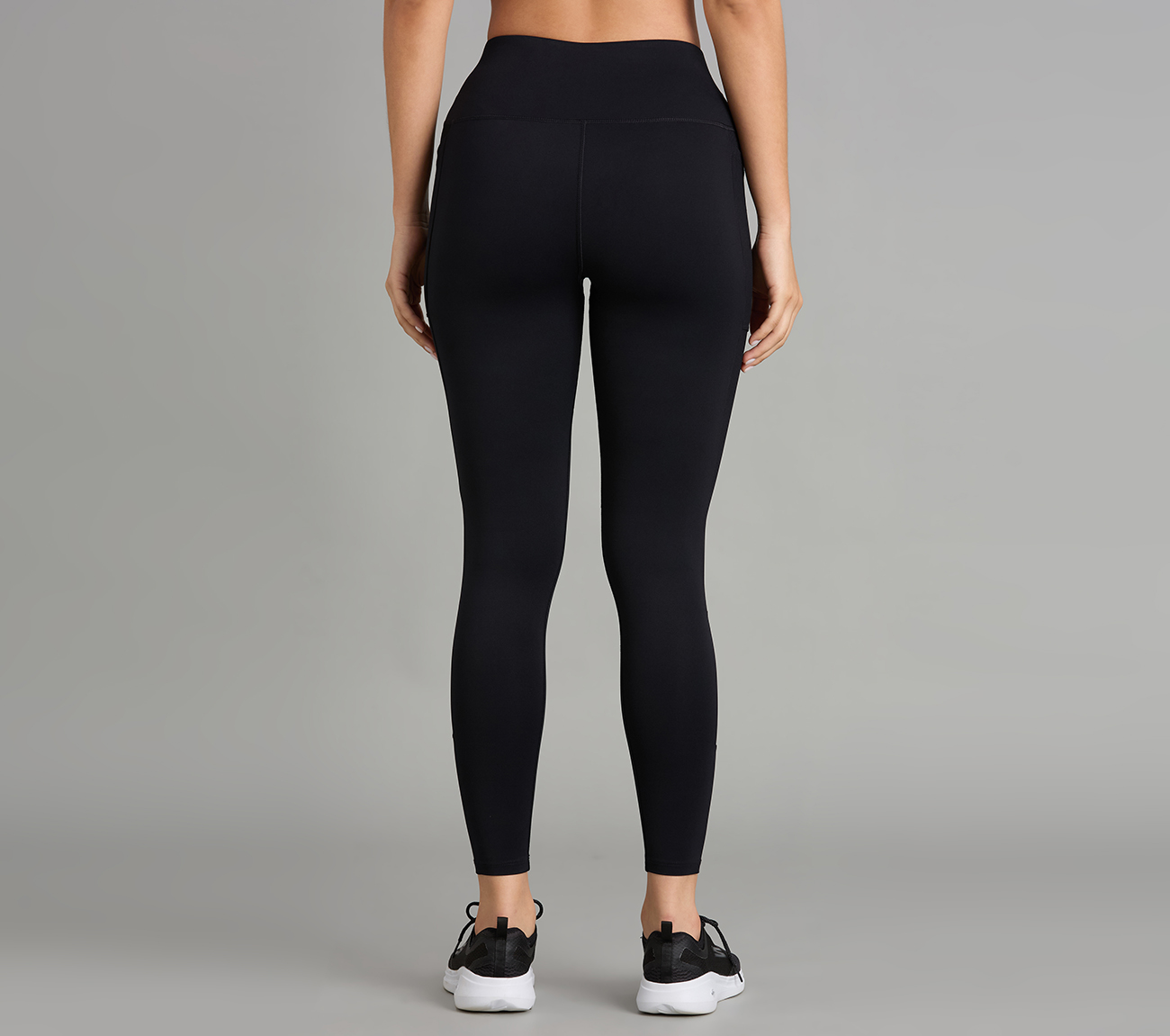 RIB PANELLED LEGGINGS, BLACK