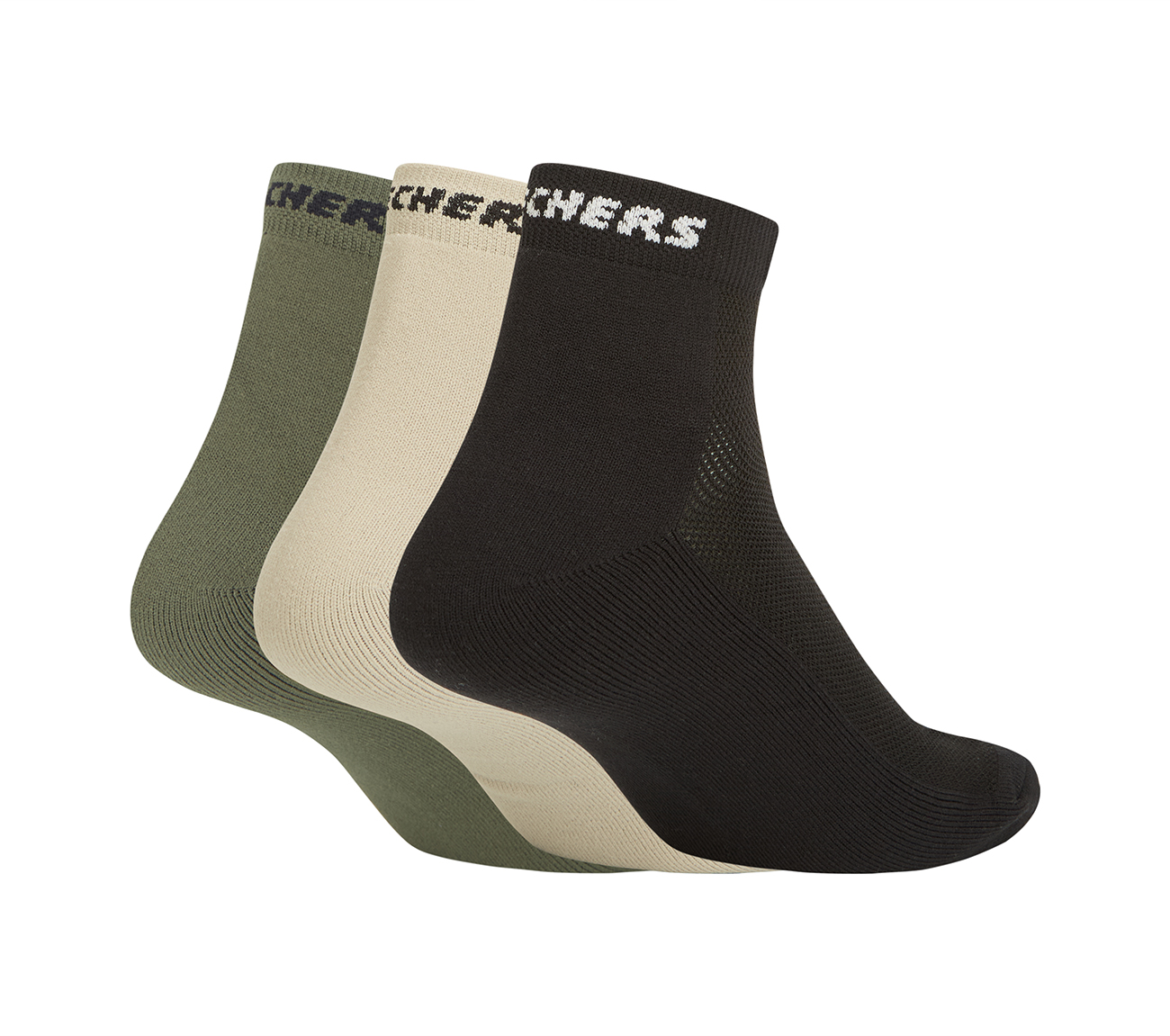 3PK MENS JACQUARD HALF TERRY ANKLE, BLACK/OLIVE