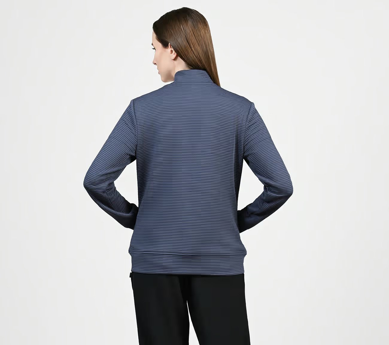 THE GOWALK HOODLESS HOODIE, PURPLE/CHARCOAL Apparel Left View