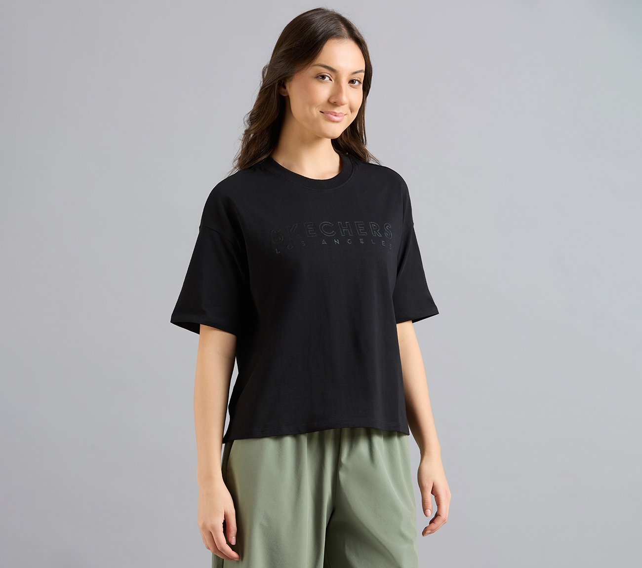 GEL PRINT OVERSIZED TEE, BLACK Apparel Bottom View