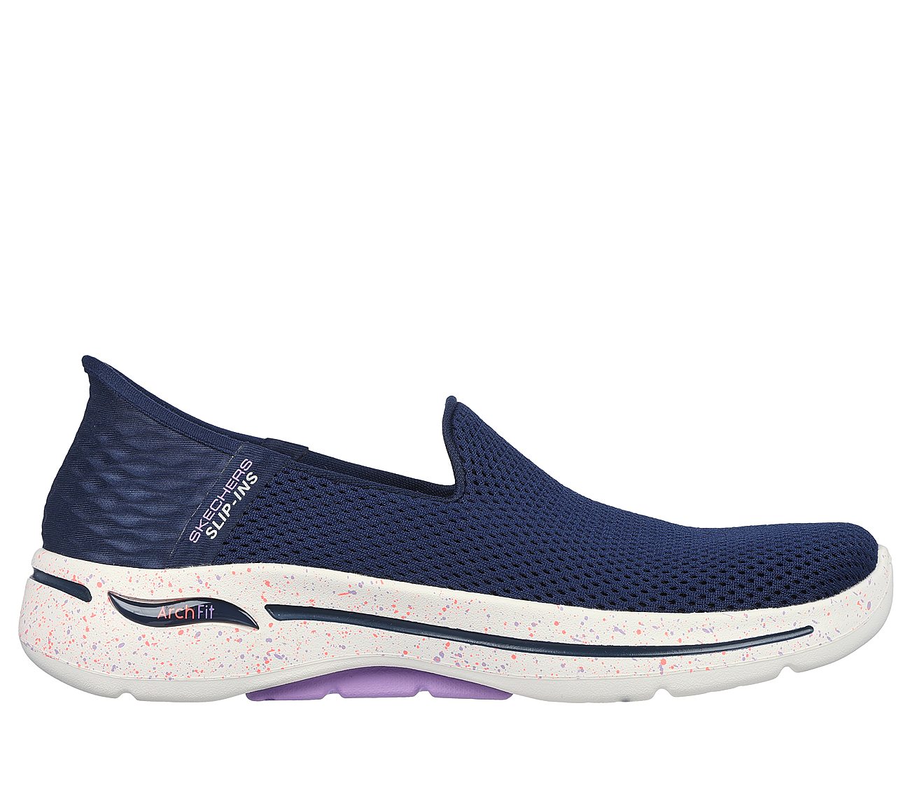 GO WALK ARCH FIT, NAVY/LAVENDER Footwear Lateral View