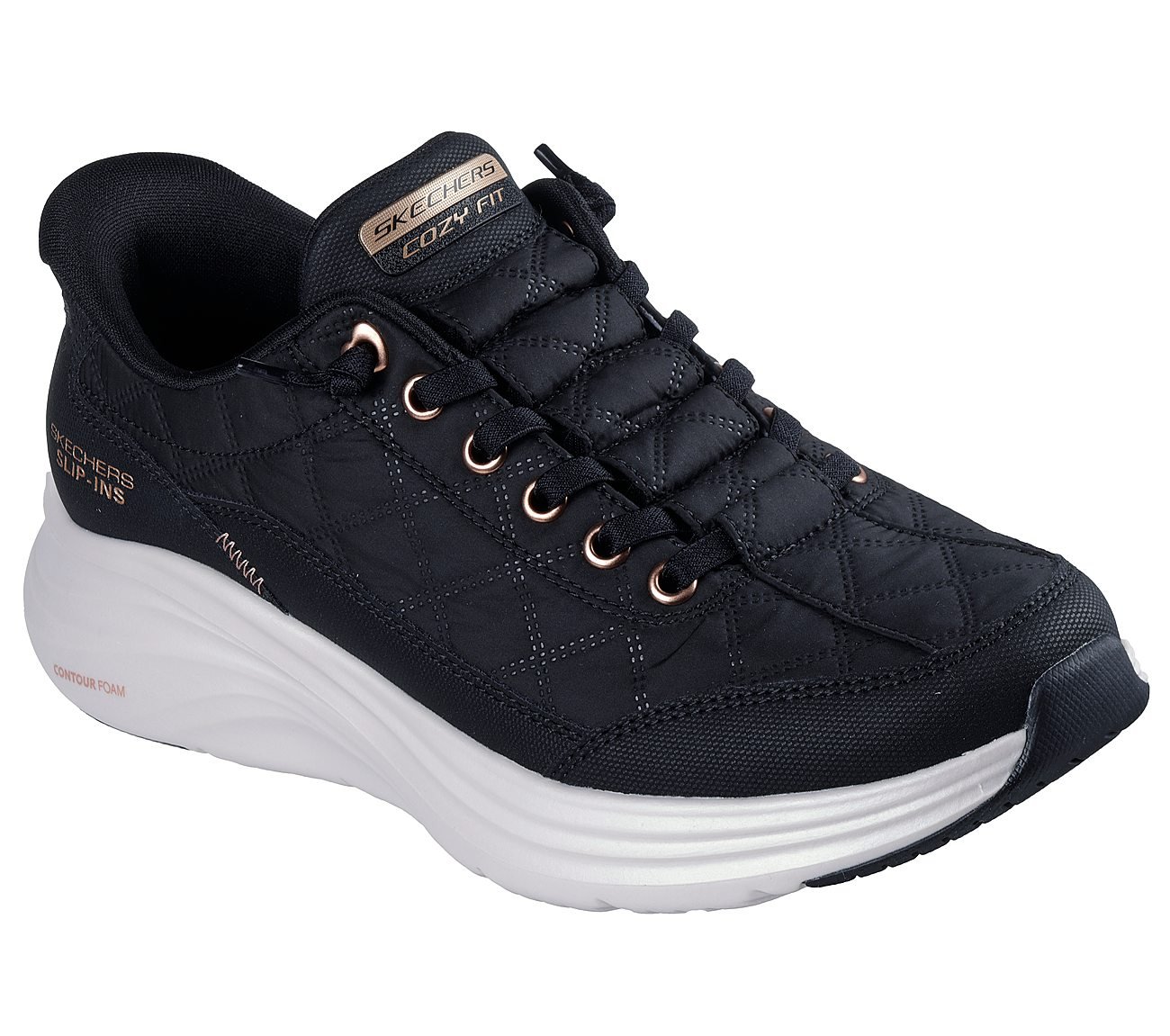 CONTOUR FOAM-GOLDEN HOUR, BLACK/ROSE GOLD Footwear Right View