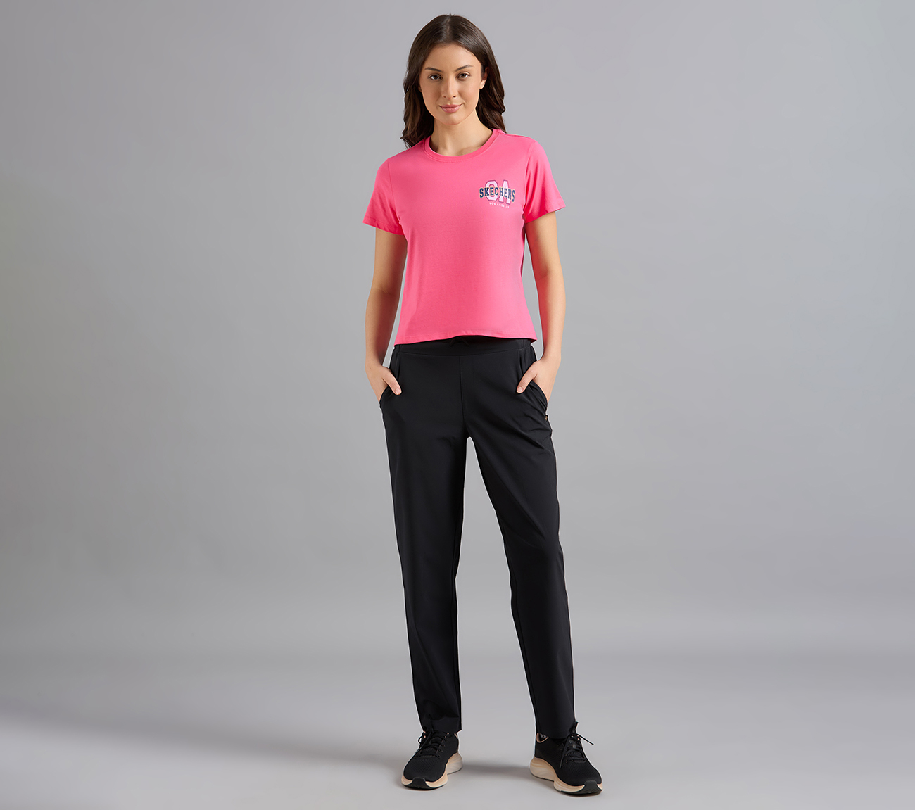 L.A. PLACEMENT PRINT T-SHIRT, H.PINK Apparel Left View