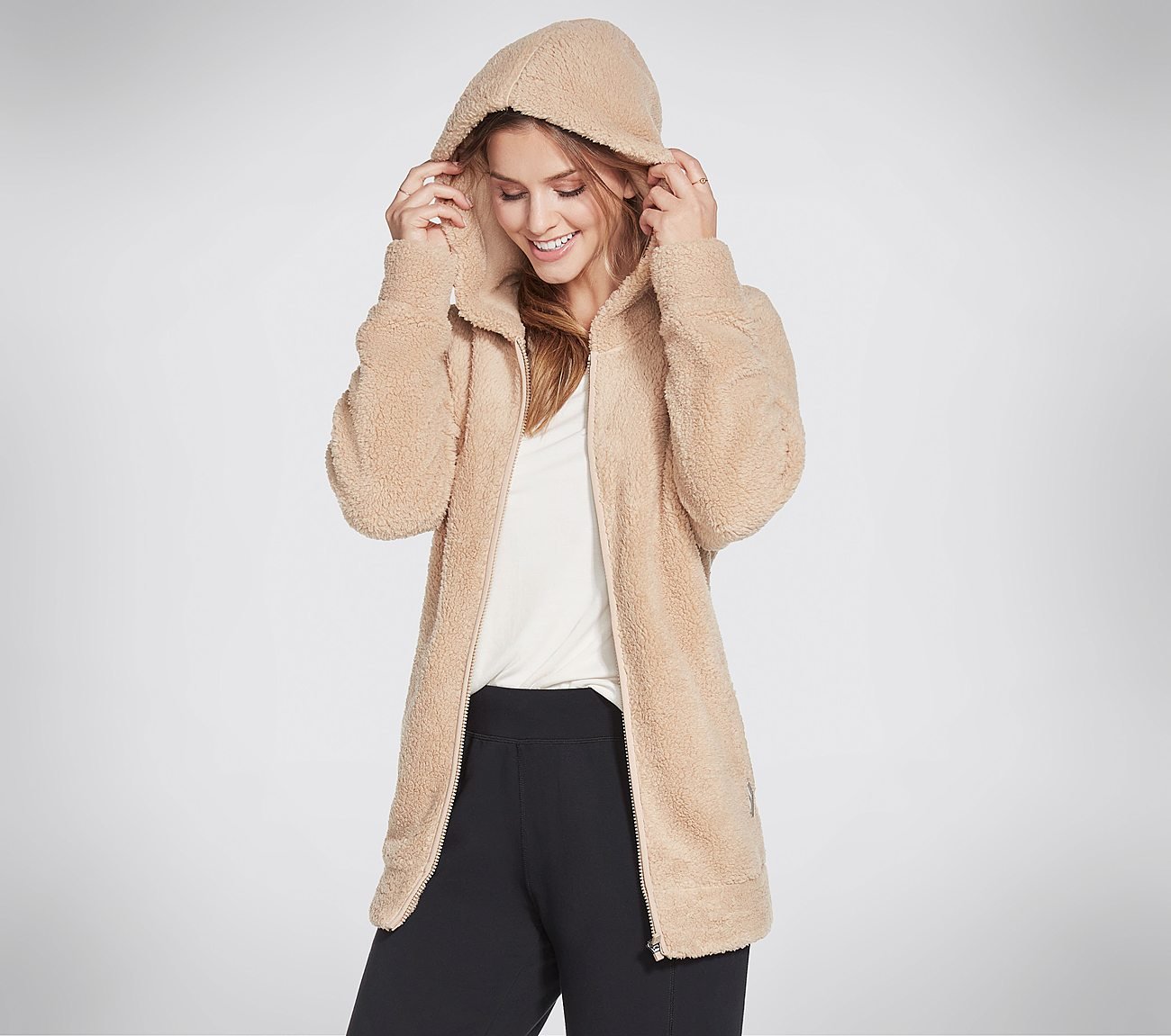 BLISSFUL HOODED FZ, BROWN Apparel Bottom View