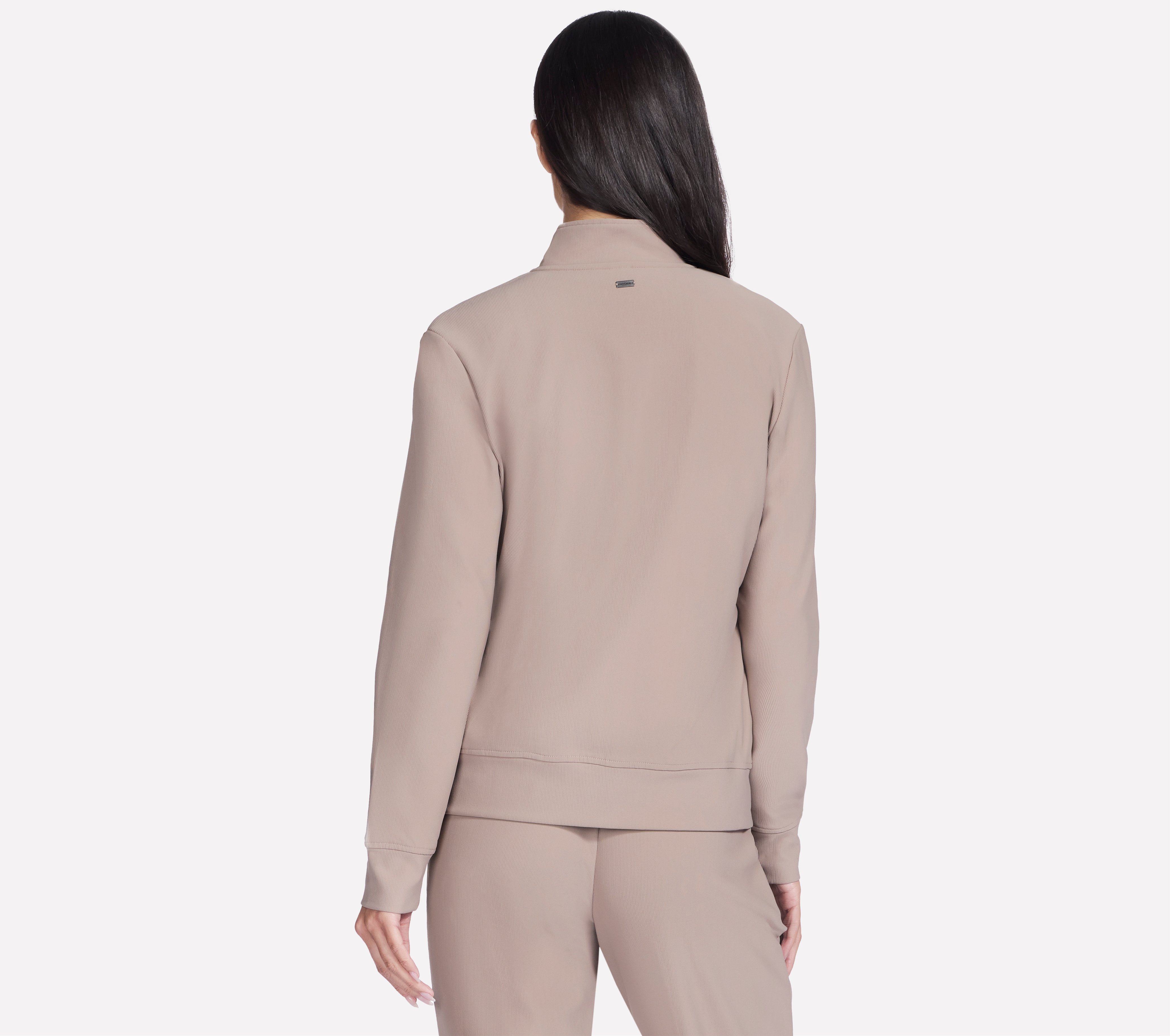 GOLUXE RIB FZ JACKET, TAUPE/BROWN Apparels Top View