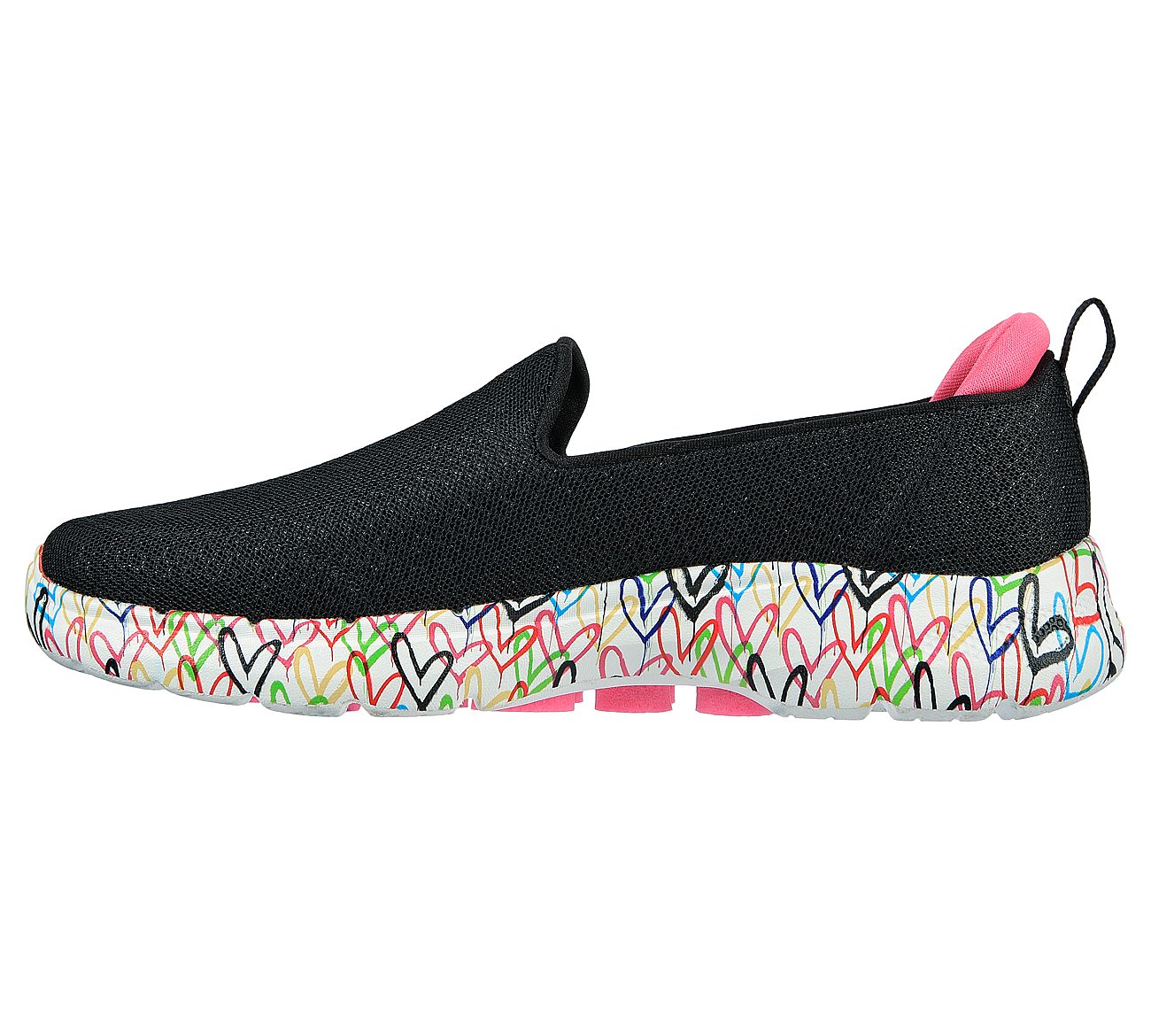 GO WALK 6 - ICONIC HEARTS, BLACK/MULTI Footwear Left View