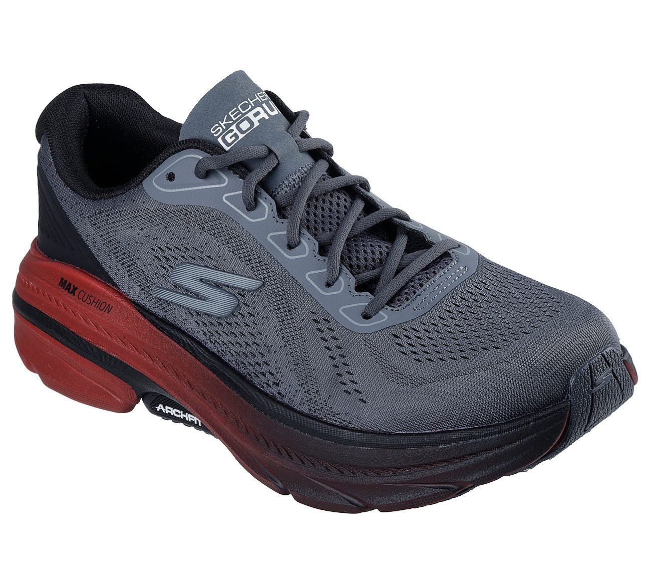MAX CUSHIONING ARCH FIT 2, CHARCOAL/RED Footwear Right View