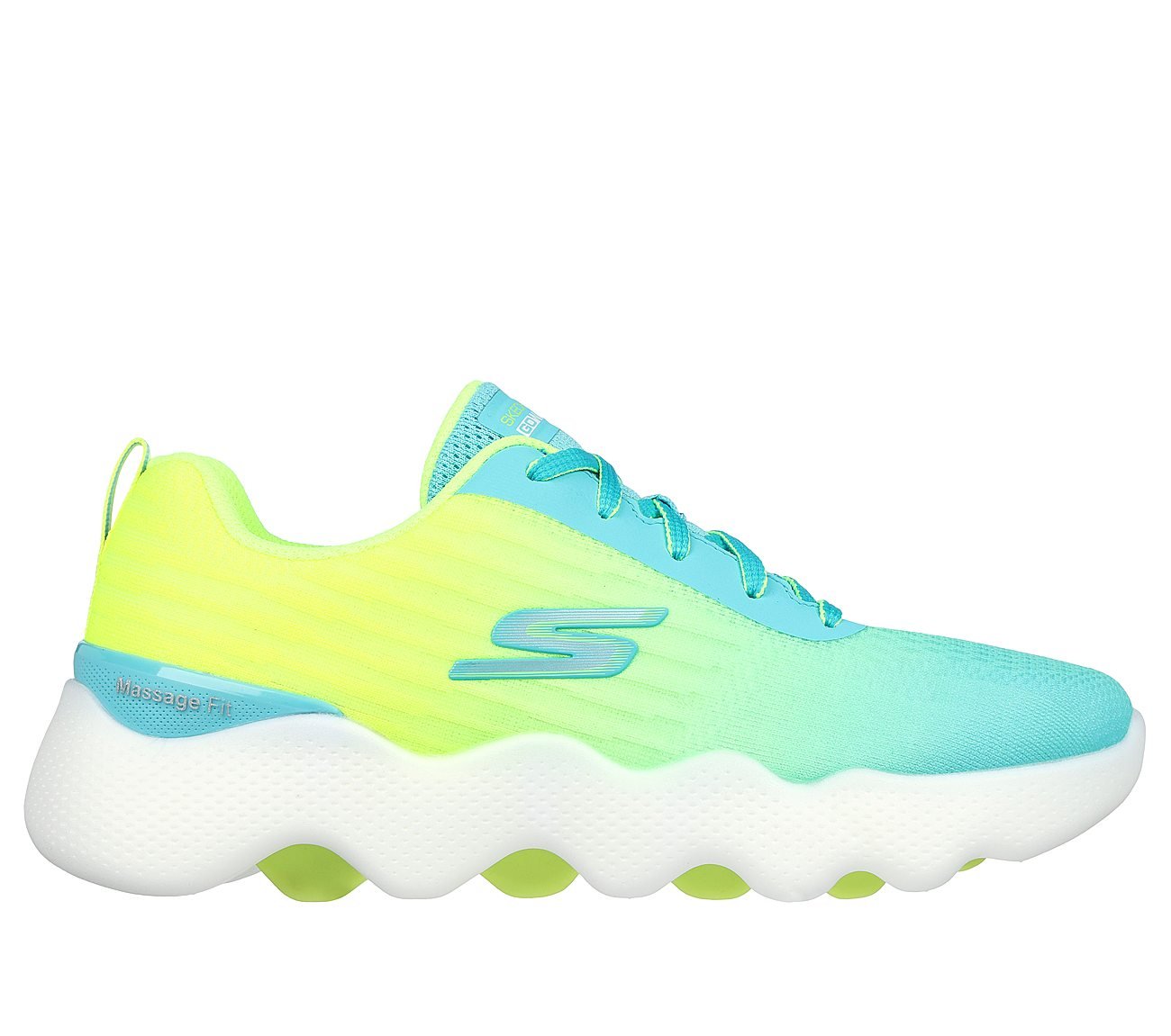 GO WALK MASSAGE FIT, TURQUOISE/LIME Footwear Lateral View