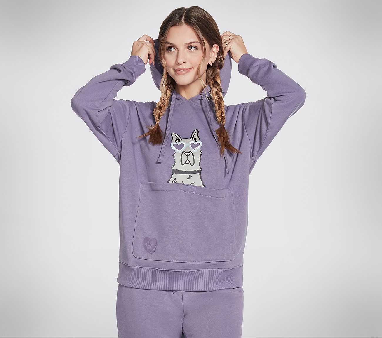 DAWG POUCH P/O HOODIE, GREY/PURPLE Apparels Lateral View