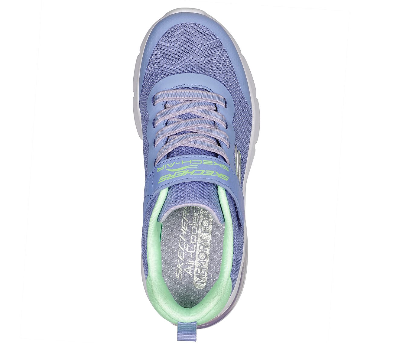 SKECH-AIR AIRMATIC, BLUE/LIME Footwear Top View