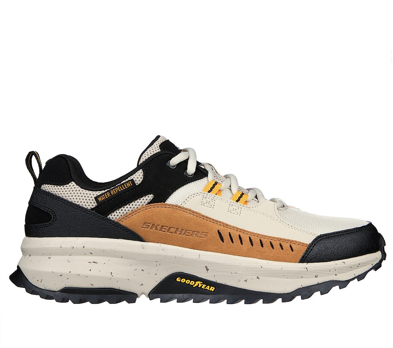 SKECHERS BIONIC TRAIL - ROAD, TAUPE/BLACK Footwear Lateral View