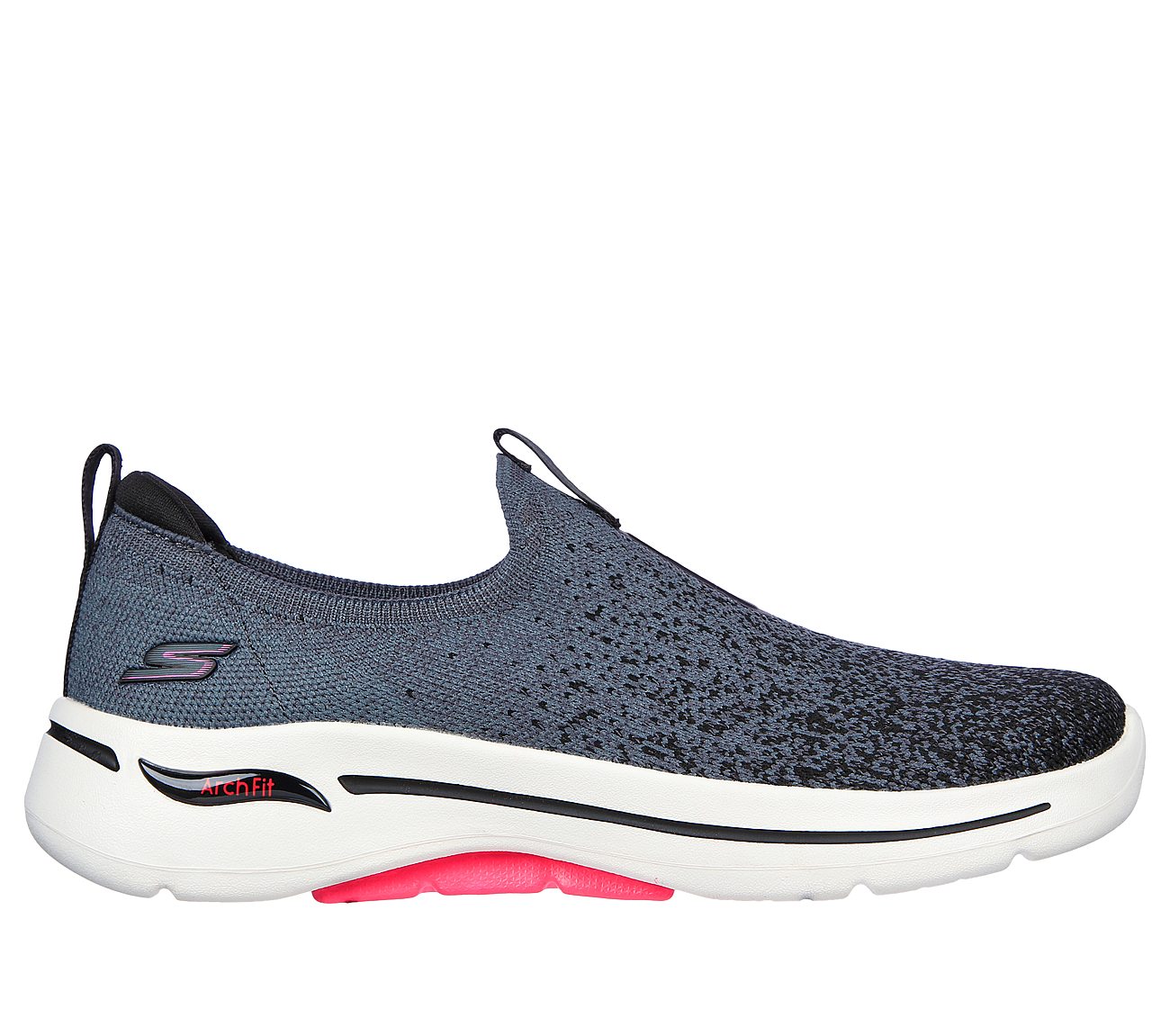GO WALK ARCH FIT-LUNAR VIEWS, BLACK/HOT PINK Footwear Lateral View