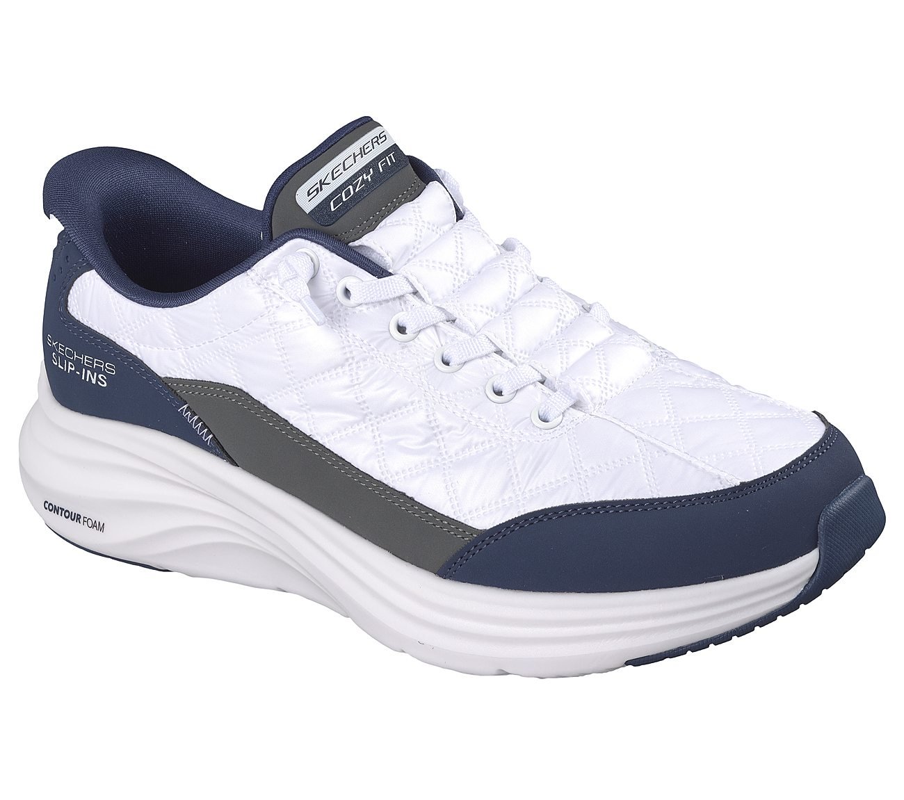 CONTOUR FOAM - COZY FIT, WHITE/NAVY Footwear Right View
