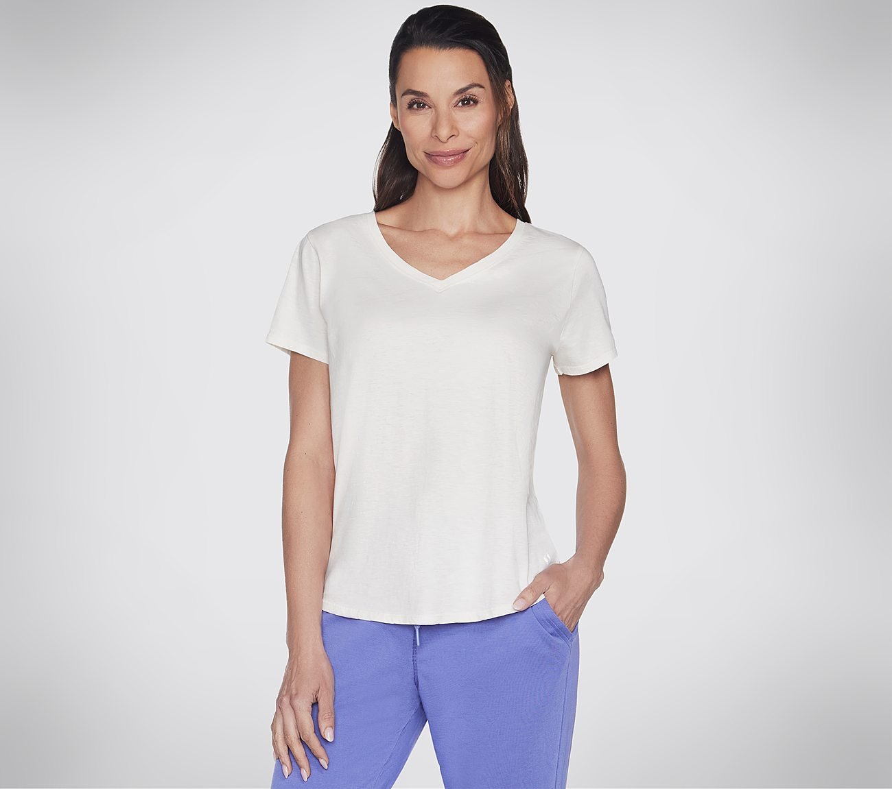 SKECH-BREEZE CASCADE SLUB T-SHIRT, OFF WHITE/PINK Apparel Lateral View
