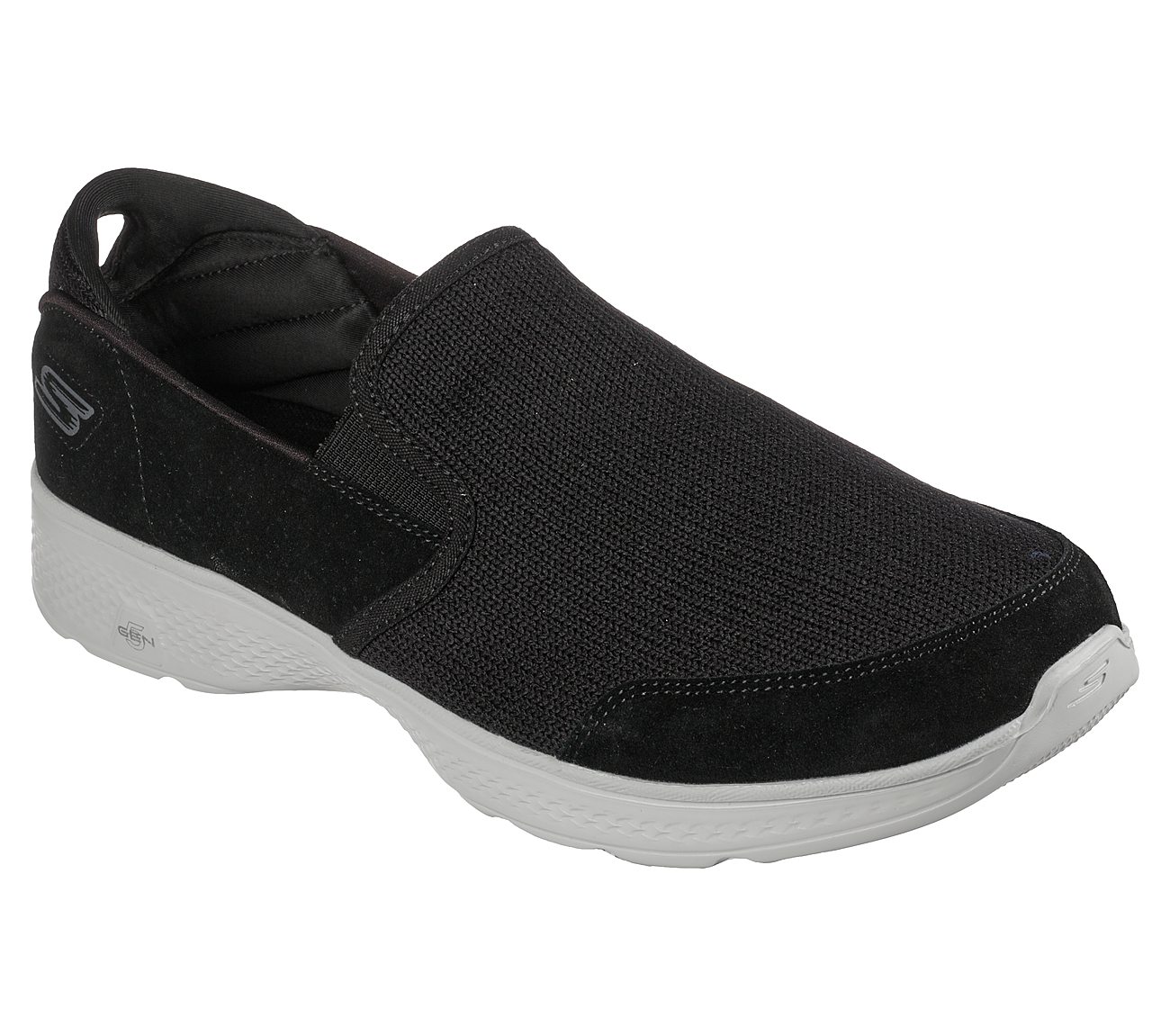 GO WALK 4, BLACK/GREY Footwear Lateral View