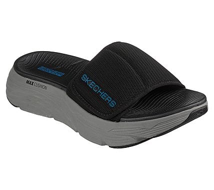 MAX CUSHIONING SANDAL, BLACK/BLUE Footwear Lateral View