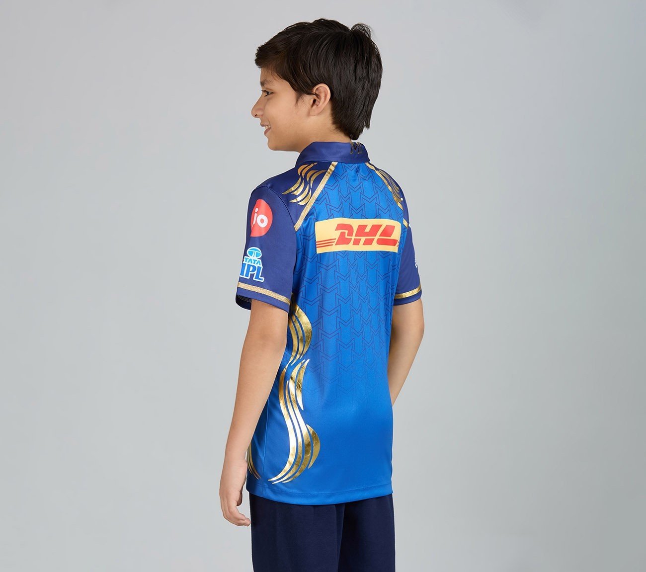 MUMBAI INDIANS IPL KID'S REPLICA JERSEY 2026, ROYAL/NAVY/LIME
