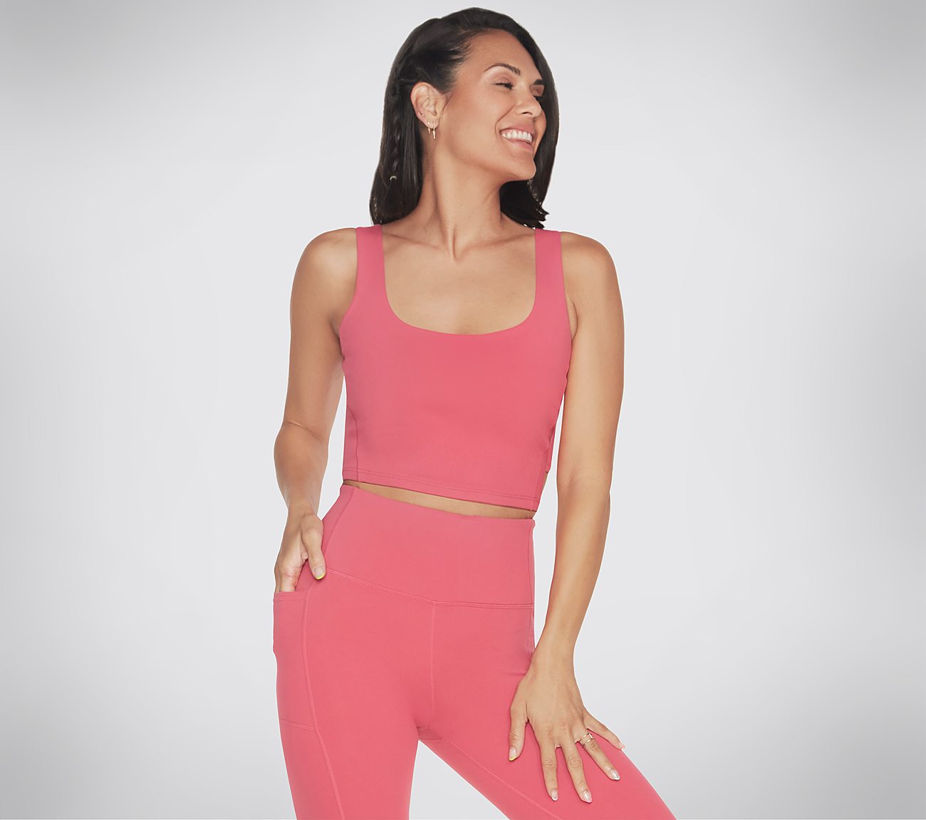 GOFLEX JOY LONGLINE BRA, RED/BLUE Apparel Lateral View