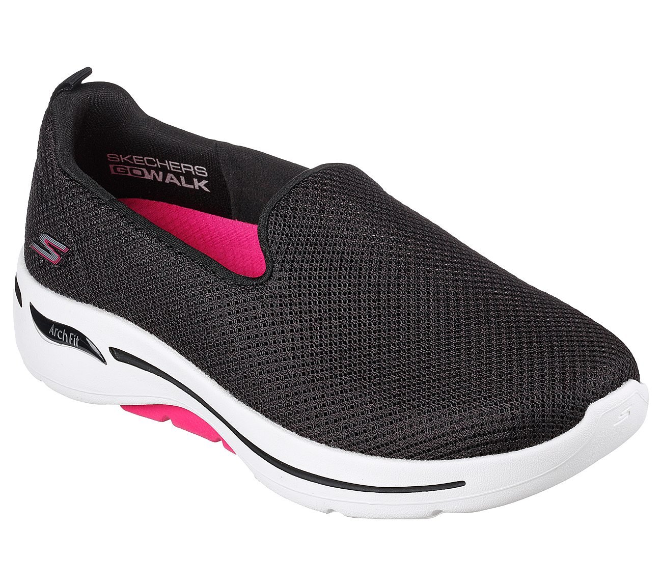 Skechers Black/Hot Pink Go Walk Arch Fit Grateful Womens Walking Shoes ...