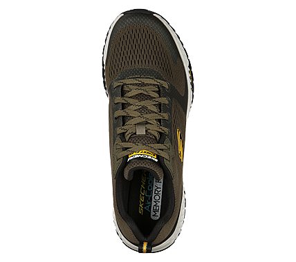 SKECHERS STREET FLEX-ELIMINAT, OLIVE/BLACK Footwear Top View