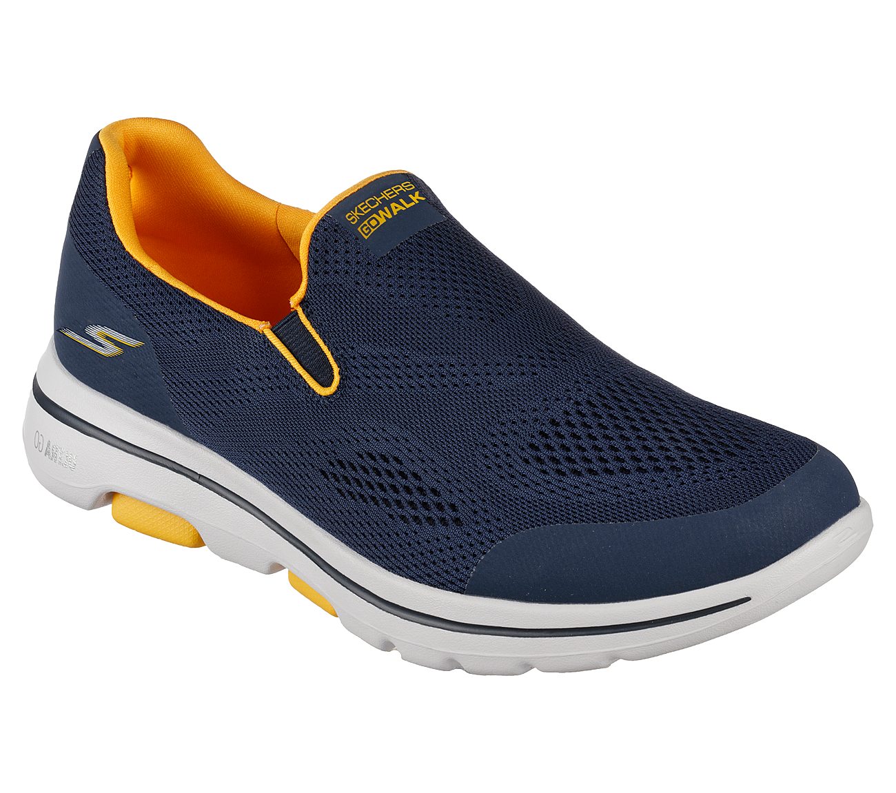 Skechers Navy/Yellow Go Walk 5 Quadplex Mens Slip On Shoes - Style ID ...