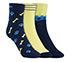 3PK MEN NON TERRY LOWCUT, NAVY/YELLOW Accessories Lateral View