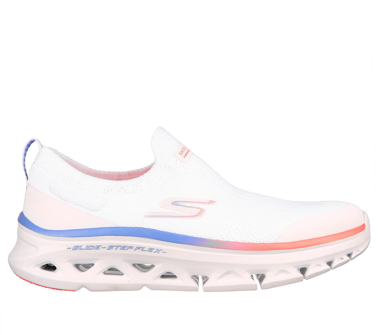 GO RUN GLIDE-STEP FLEX - ZULA, WHITE/MULTI Footwear Lateral View