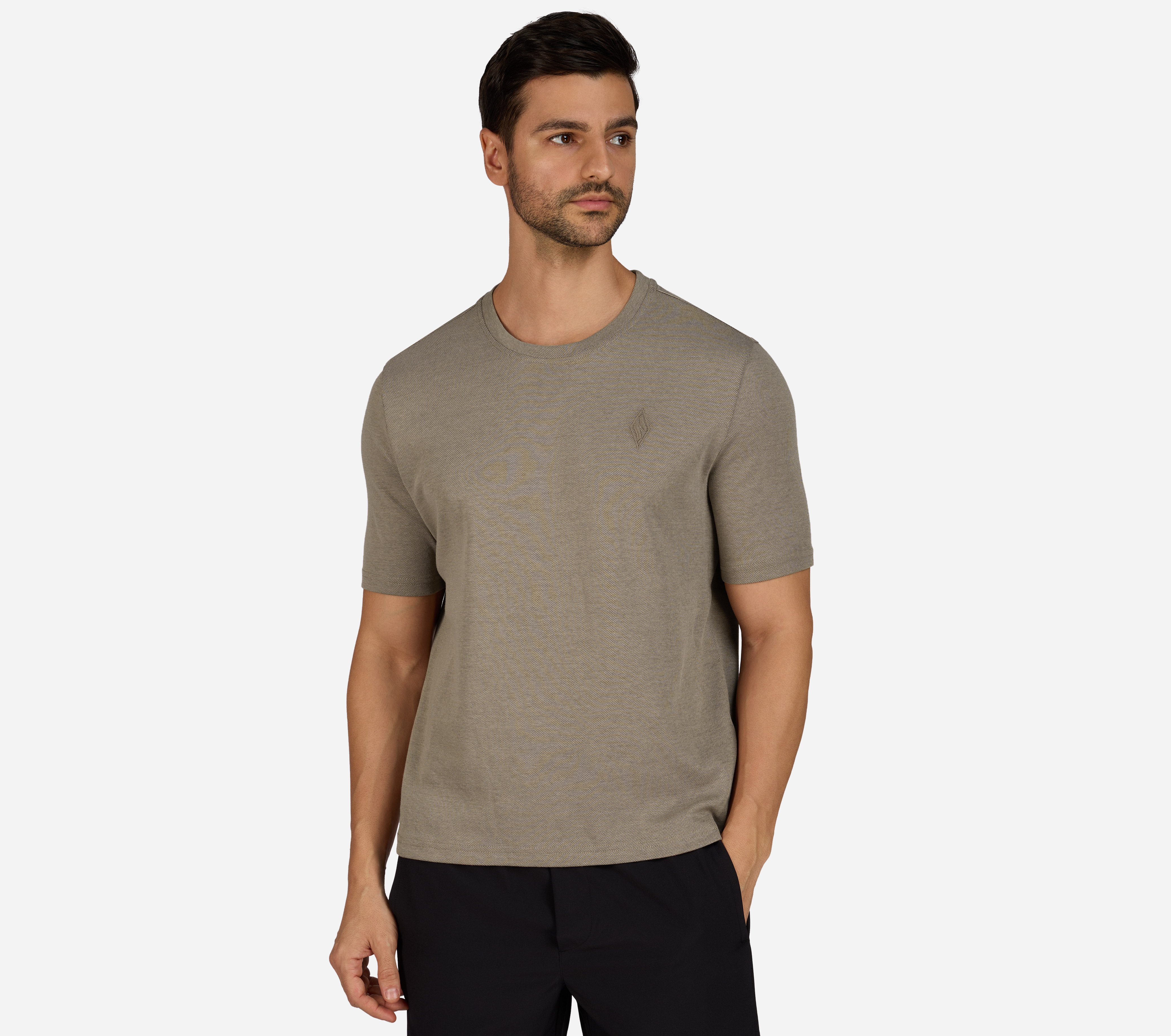 GOKNIT PIQUE SS TEE, BROWN/NATURAL Apparels Lateral View