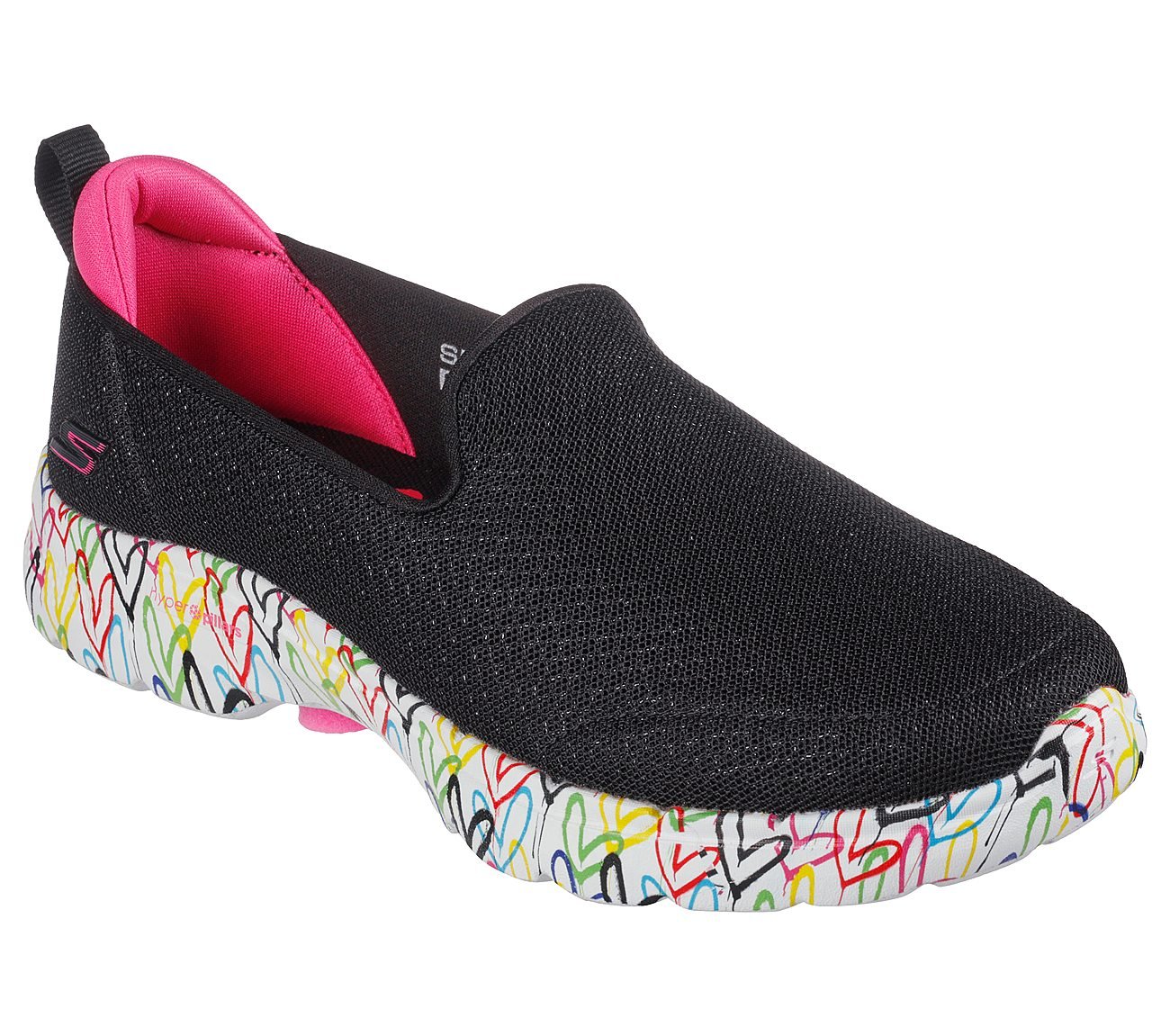 GO WALK 6 - ICONIC HEARTS, BLACK/MULTI Footwear Right View