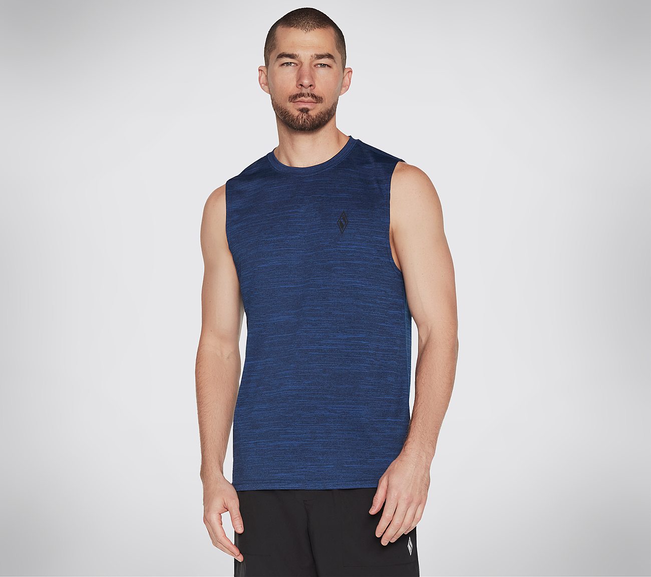 ON THE ROAD MUSCLE TANK, BLUE/LIGHT BLUE Apparel Lateral View