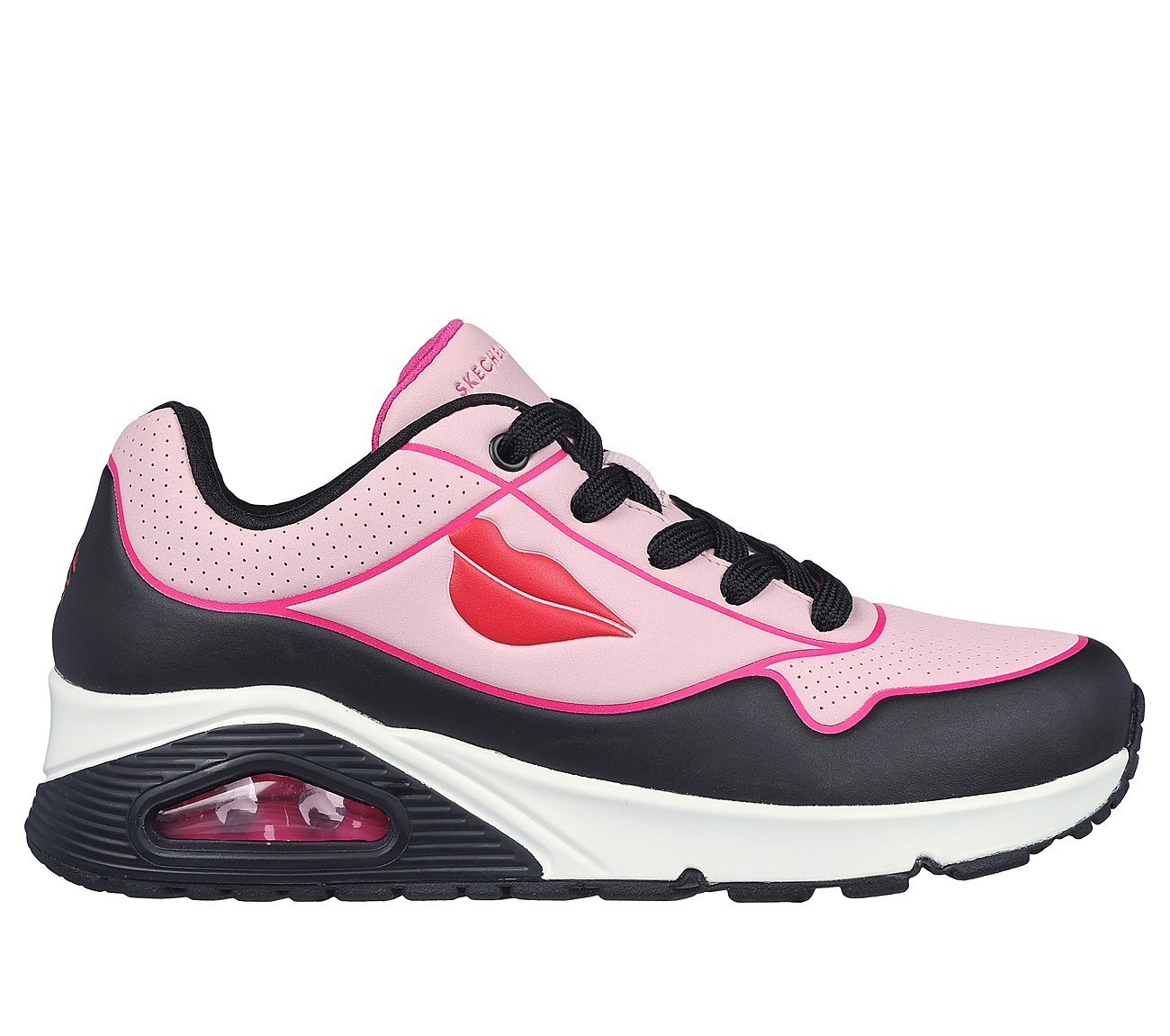 DVF: Uno - Beso, BLACK/PINK Footwear Lateral View