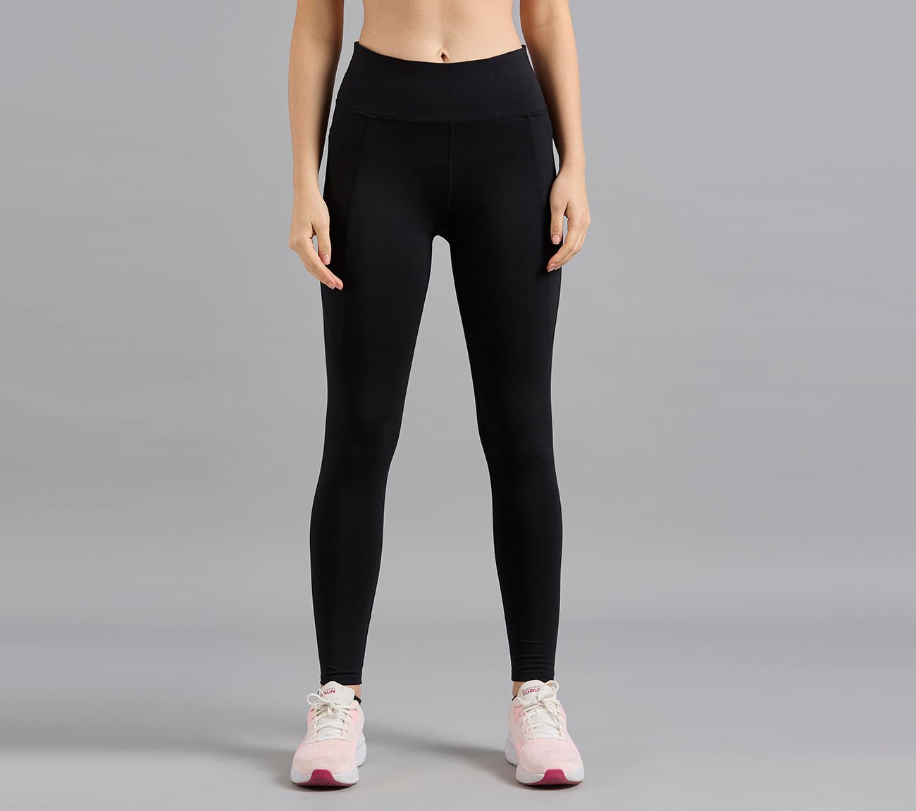 BASIC COTTON BRANDED LEGGINGS, BLACK