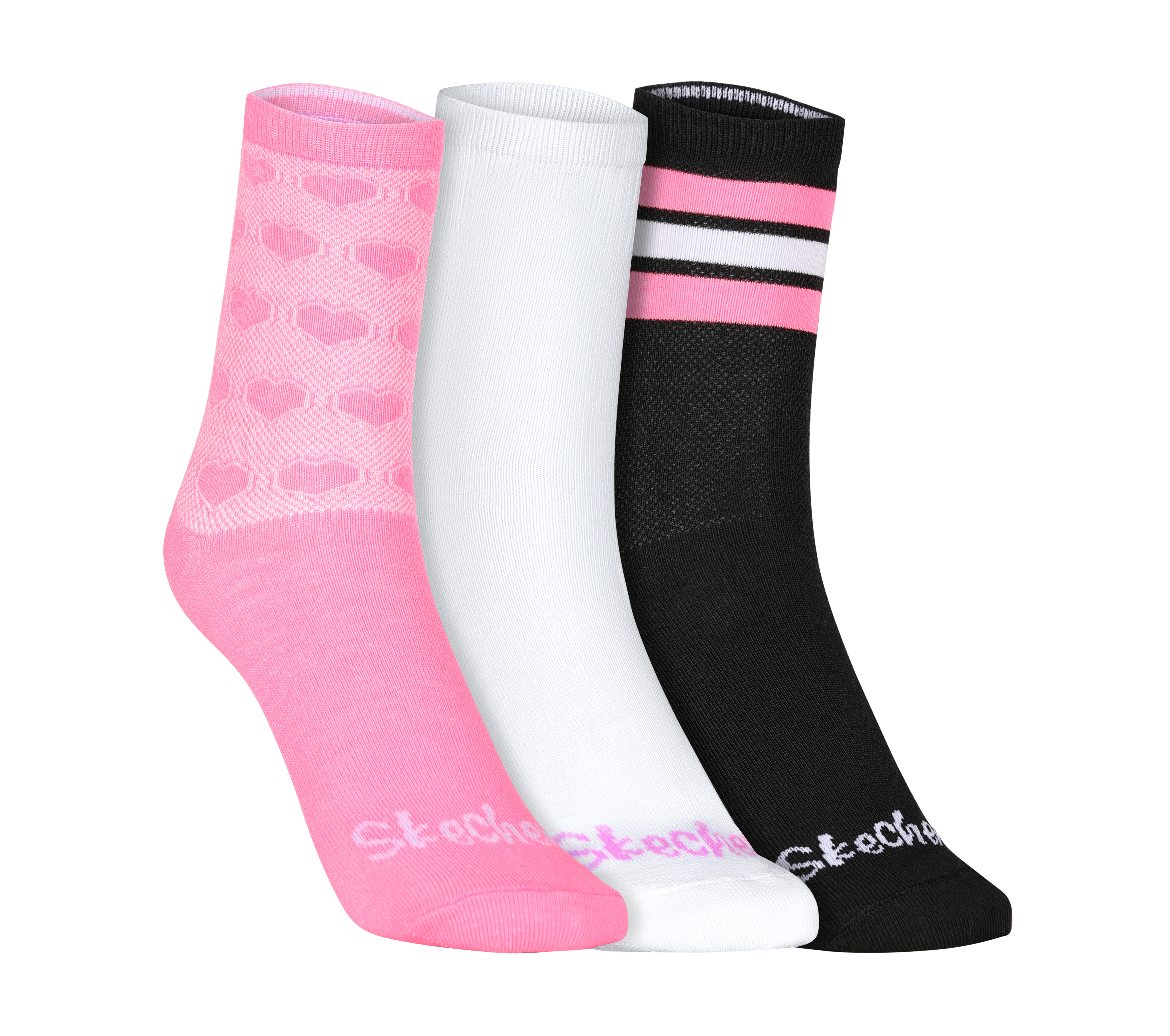 3PK GIRLS NON TERRY CREW, PINK/BLACK Accessories Lateral View