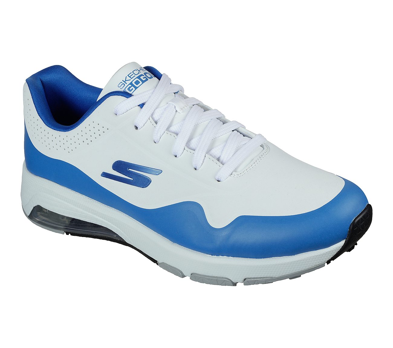 GO GOLF SKECH-AIR - DOS, WHITE/BLUE Footwear Lateral View