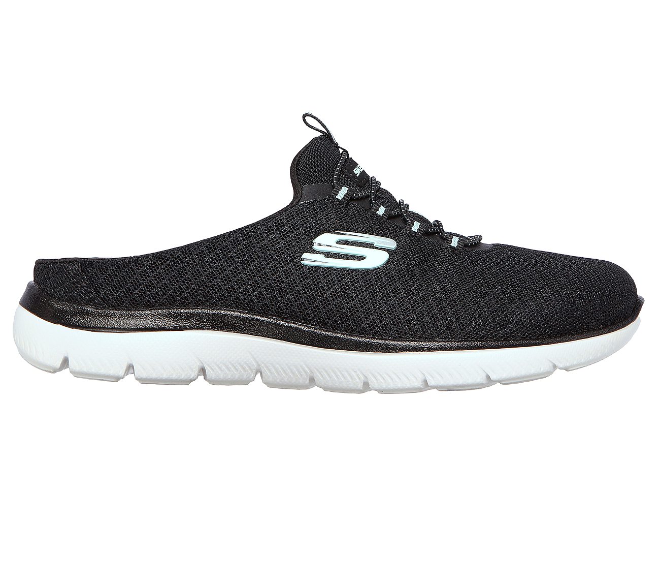 SUMMITS - SWIFT STEP, BLACK/AQUA Footwear Lateral View