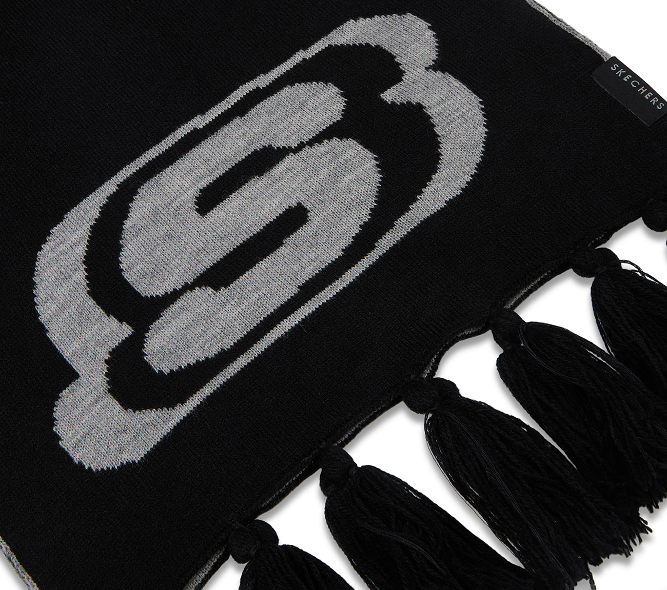 SKECHERS UNISEX REVERSIBLE SCARF, BLACK/GRAY