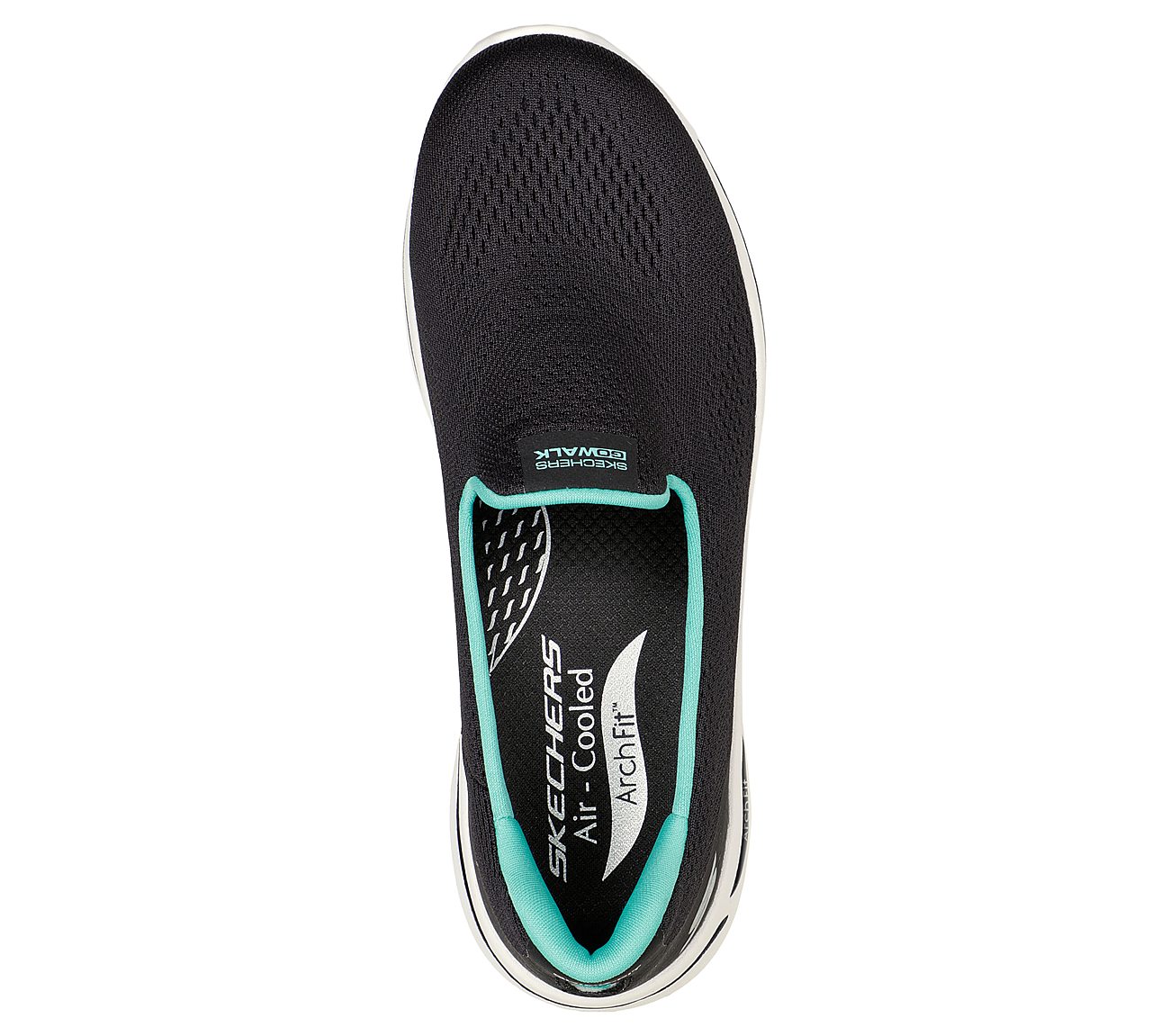GO WALK ARCH FIT - IMAGINED, BLACK/TURQUOISE Footwear Top View
