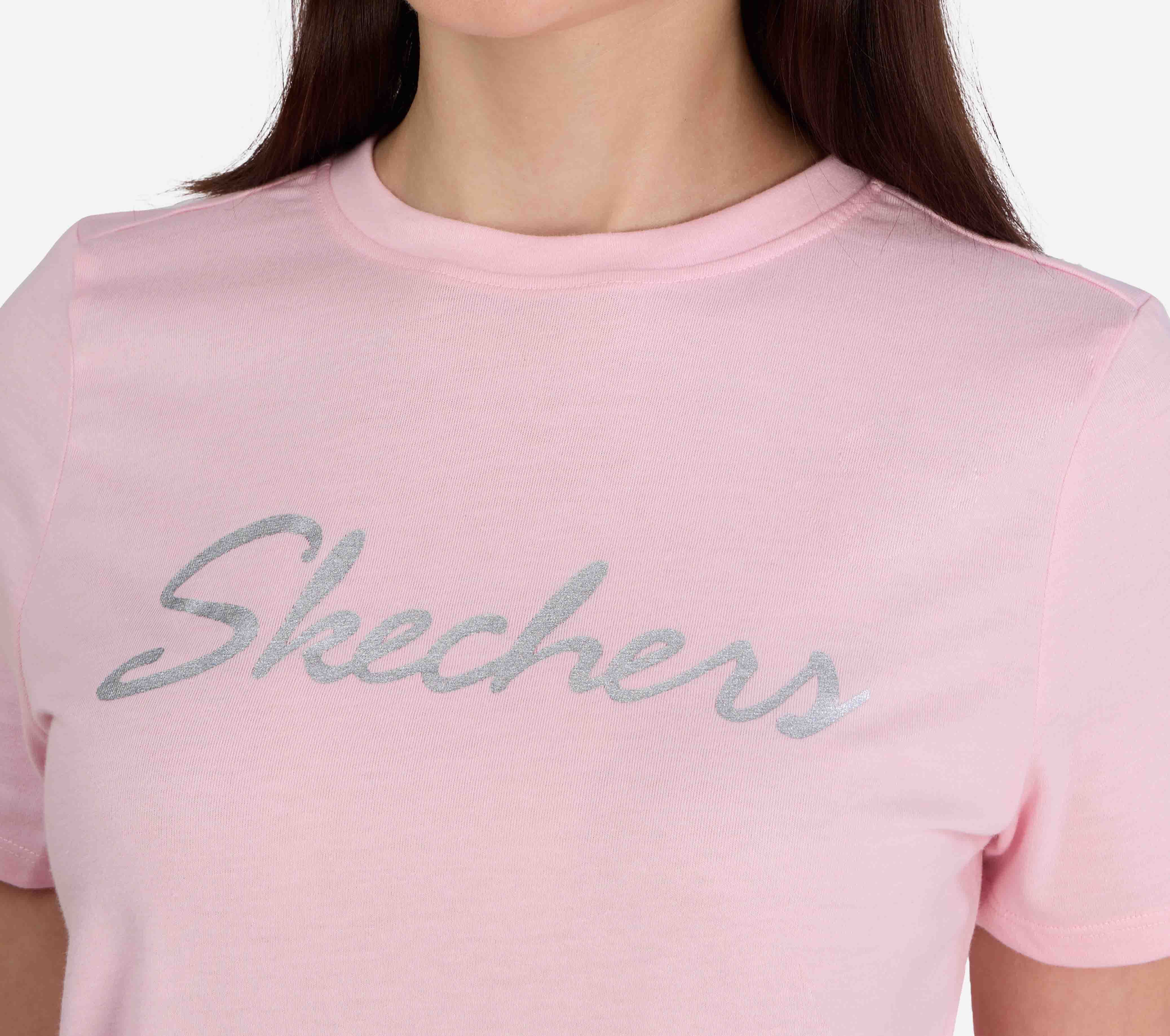 SKECHERS METALLIC LOGO T-SHIRT, WWWHITE Apparel Right View