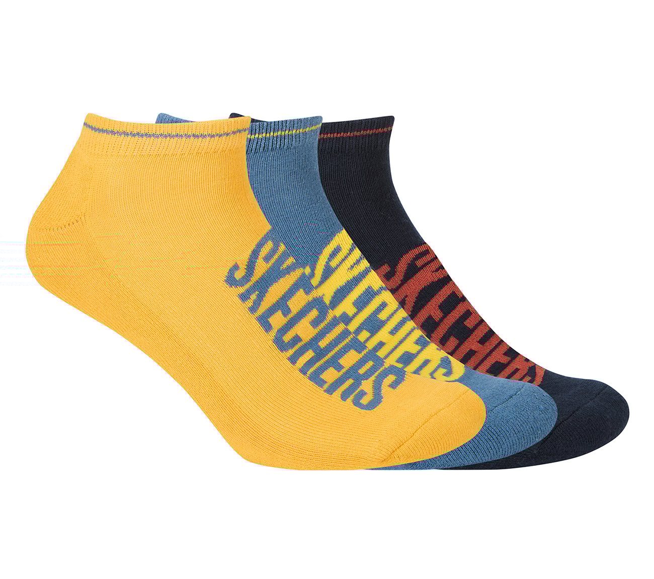 3PK MENS HALF TERRY LOWCUT, BLUE/YELLOW