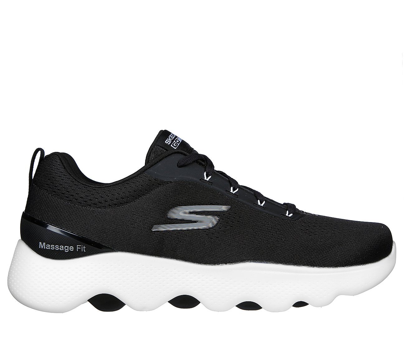 GO WALK MASSAGE FIT, BLACK/WHITE Footwear Lateral View