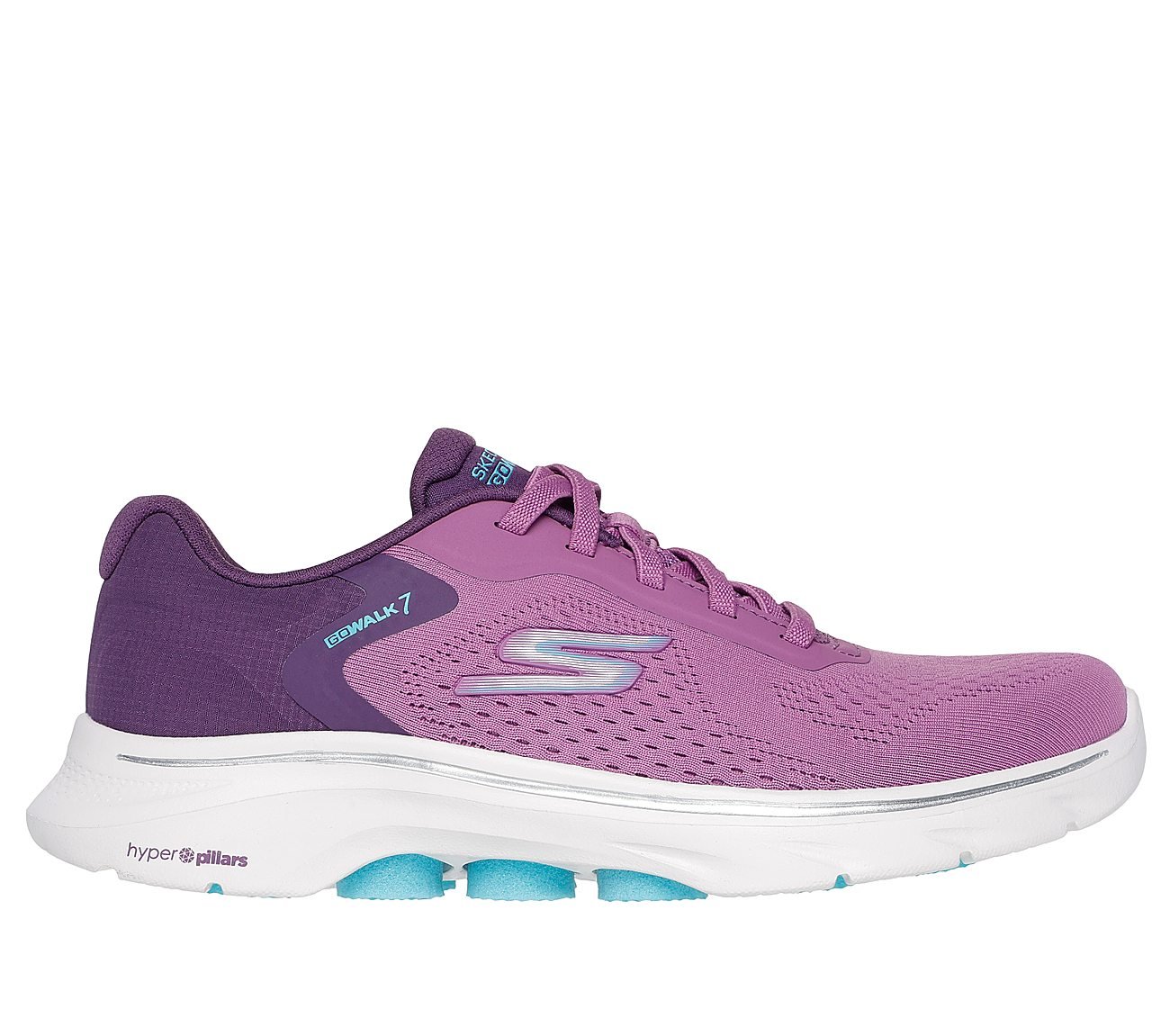GO WALK 7 - COSMIC WAVES, PINK/AQUA Footwear Lateral View