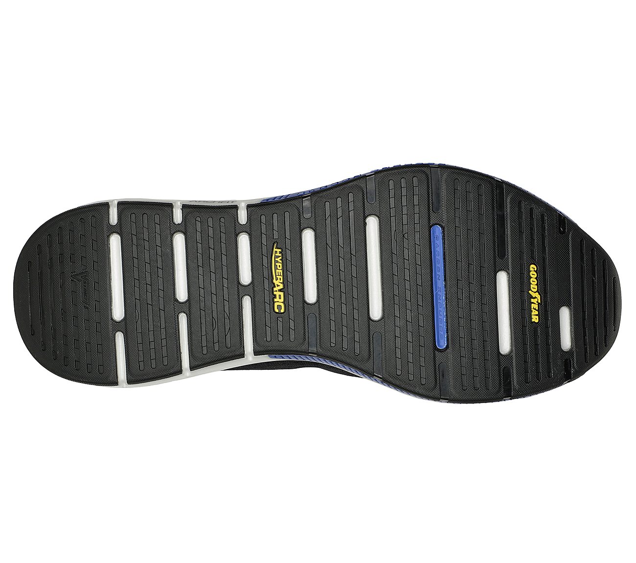 GO WALK WORKOUT WALKER-OUTPAC, BLACK/BLUE Footwear Bottom View