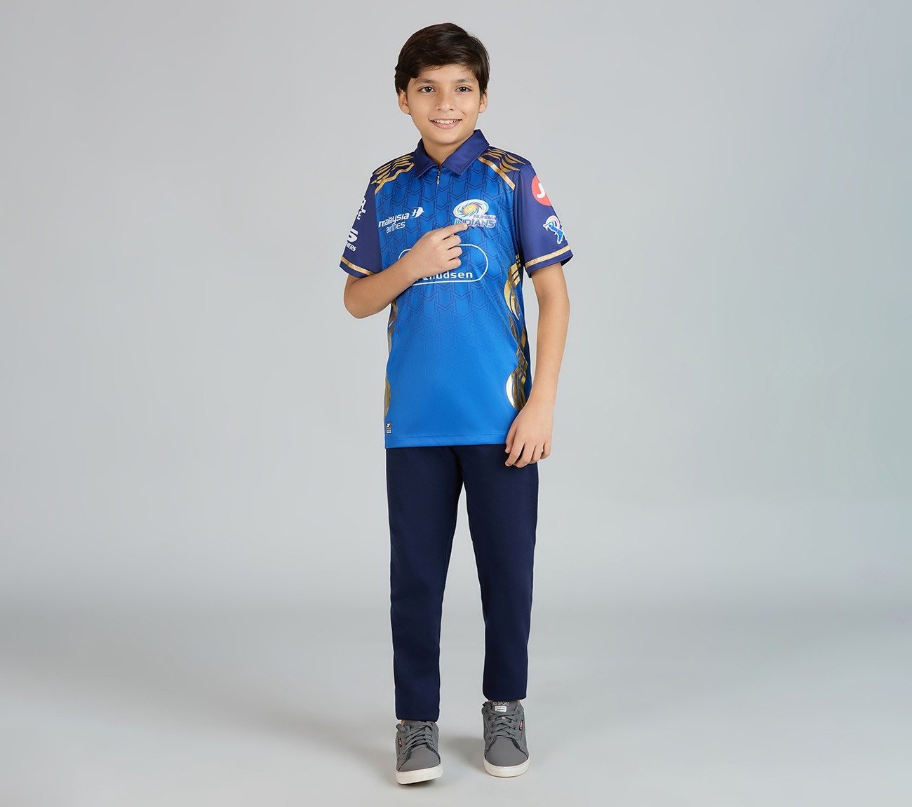 MUMBAI INDIANS IPL KID'S REPLICA JERSEY 2026, ROYAL/NAVY/LIME