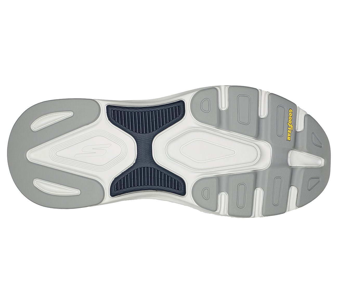 MAX CUSHIONING ARCH FIT, GREY/NAVY Footwear Bottom View