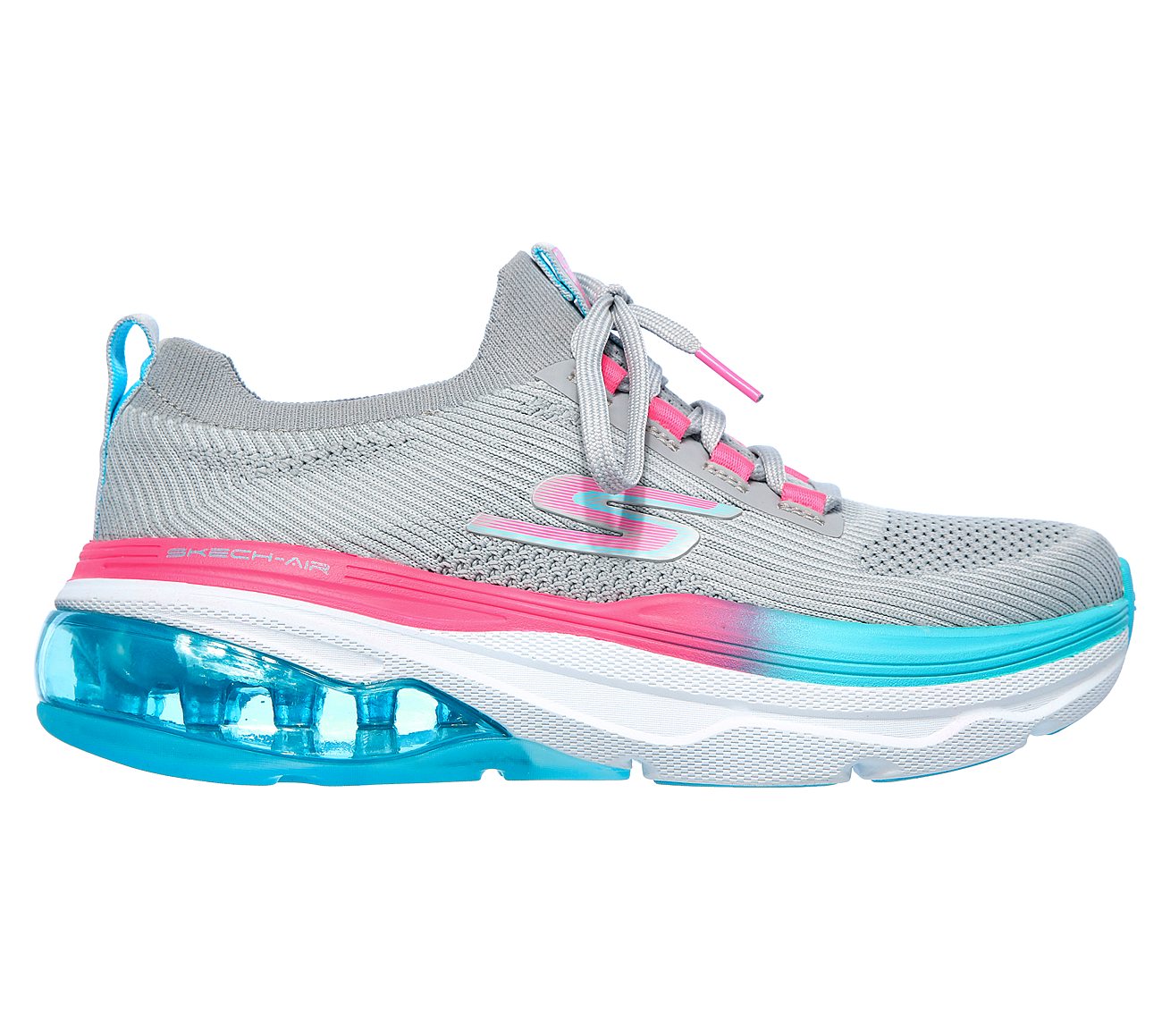 Skechers Grey/Pink Max Cushioning Air Tycoon Lace Up Shoes For