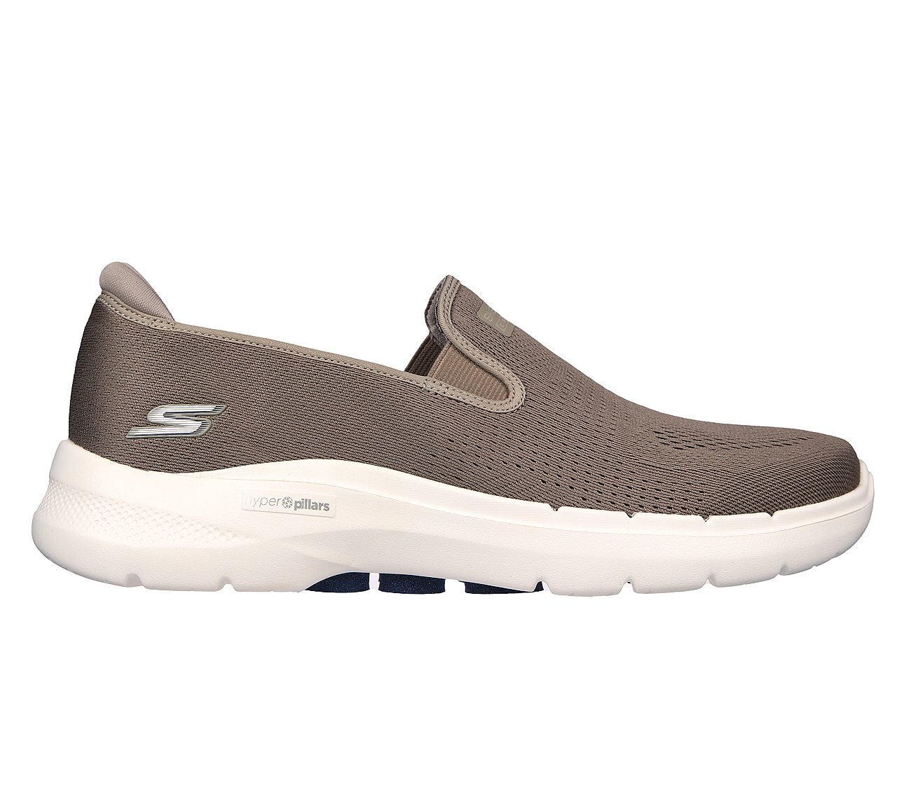 GO WALK 6, TAUPE/NAVY Footwear Lateral View