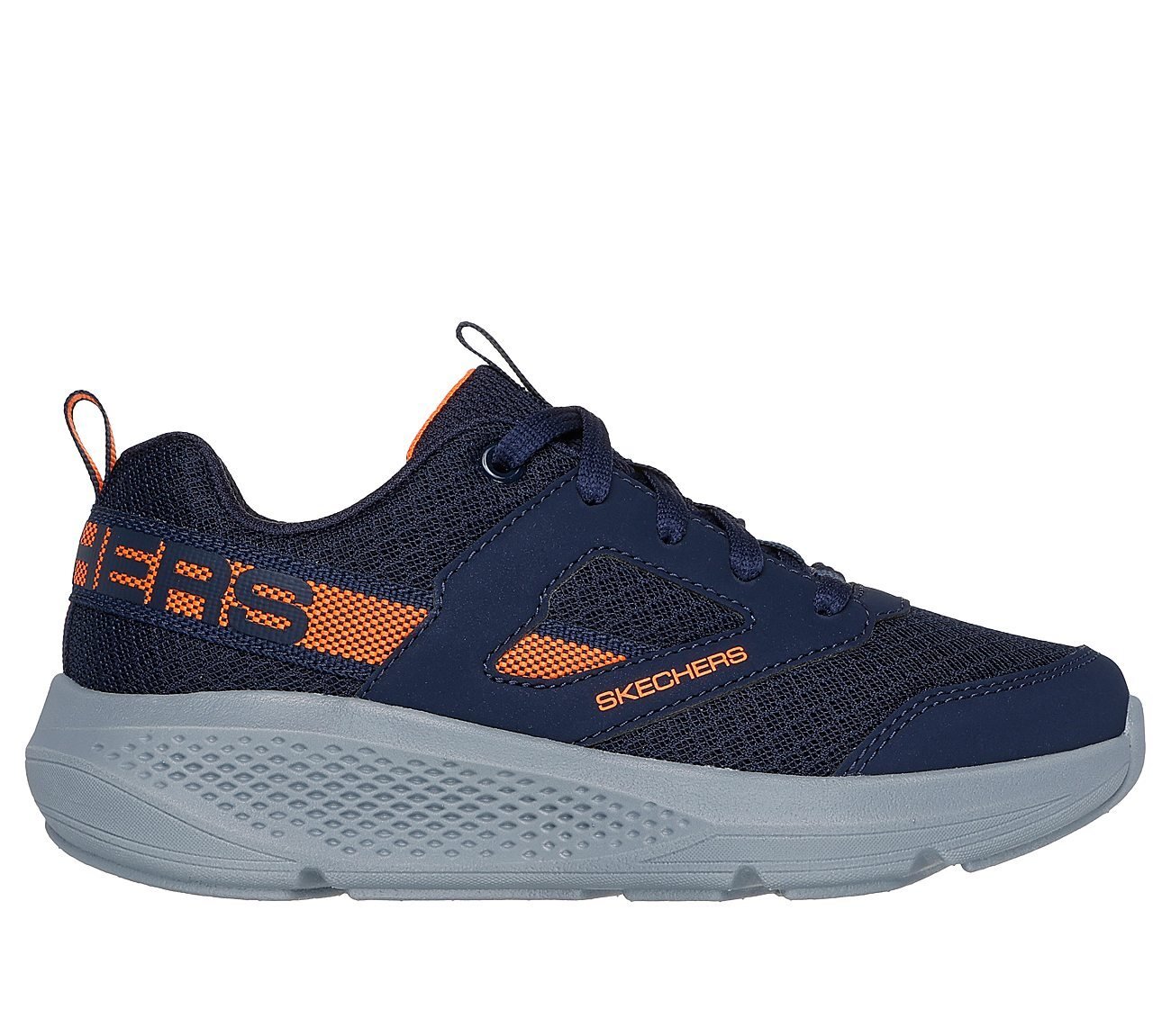 GO RUN ELEVATE, NAVY/ORANGE Footwear Lateral View
