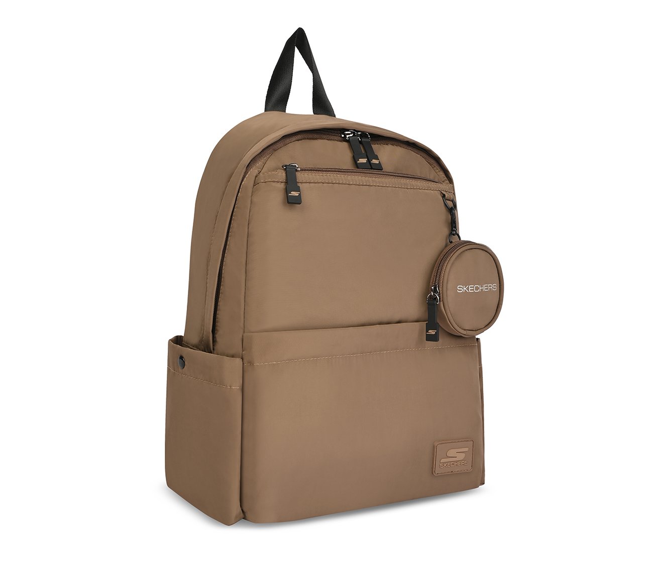 MICRO POLYESTER SINGLE COMPARTMENT & COIN POUCH BACKPACK, BROWN