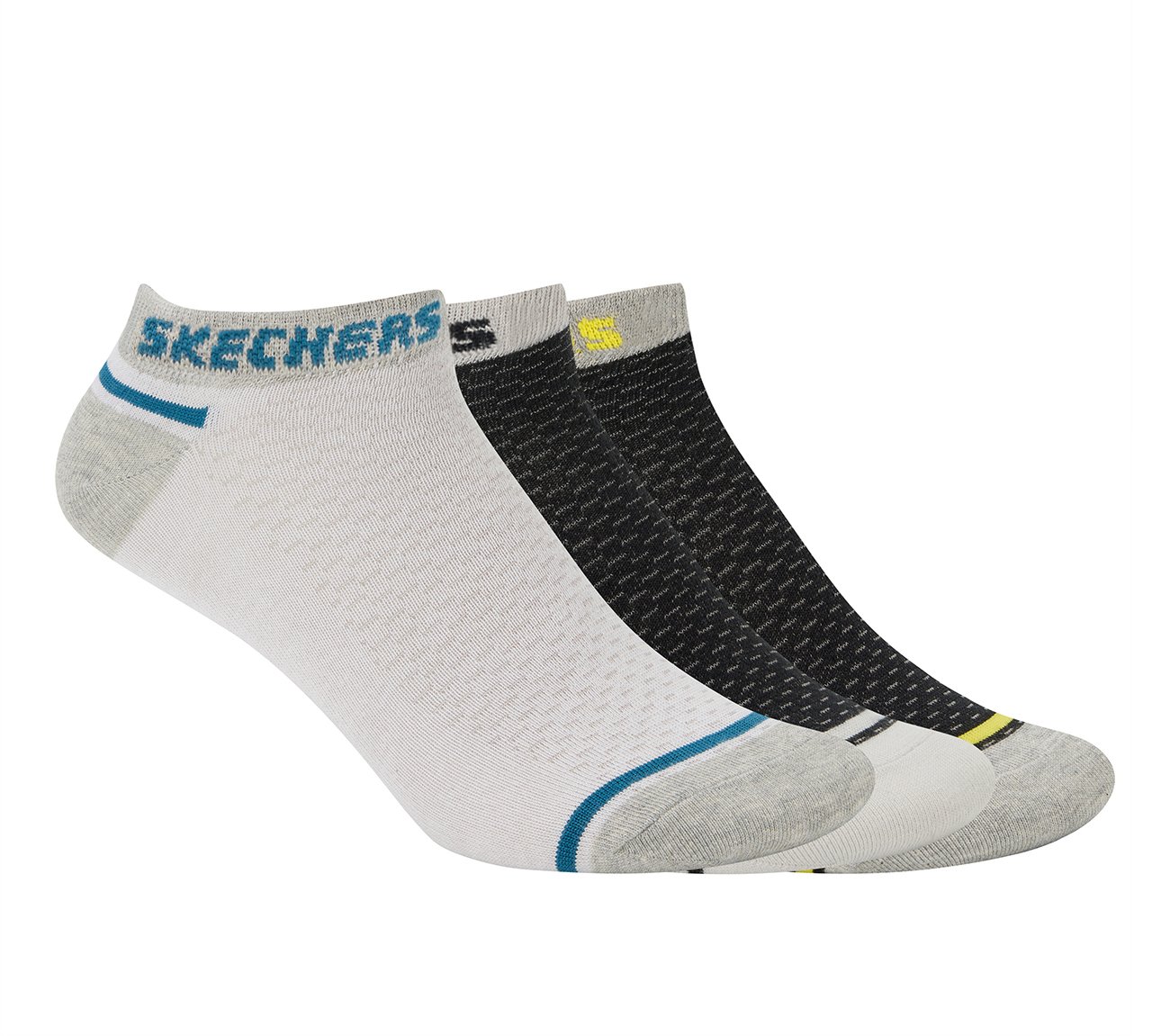 3PK MENS NON TERRY LOW CUT, BLACK/WHITE Accessories Lateral View